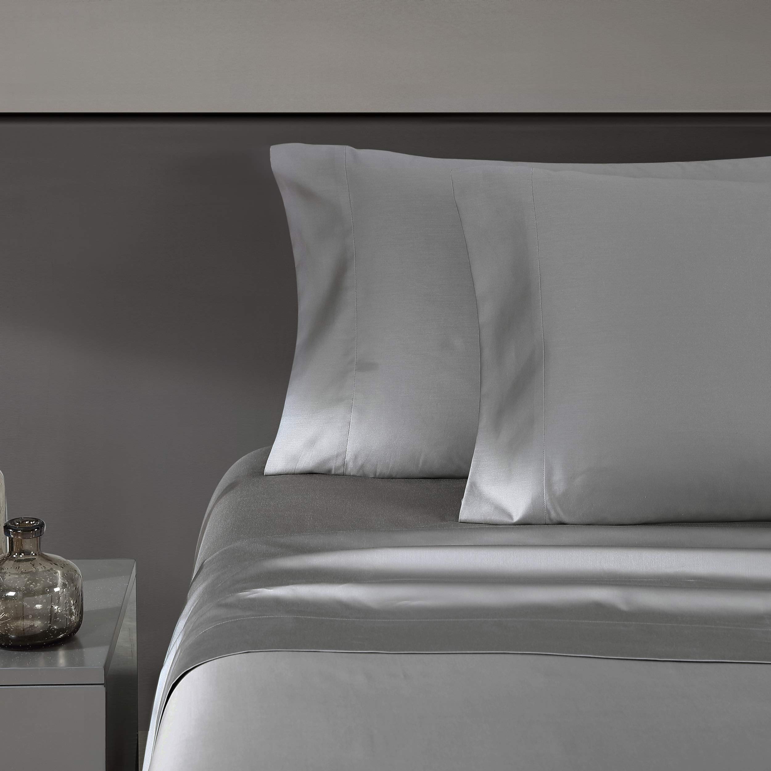 Vera Wang Queen Sheet Set - Luxury 800 Thread Count Sateen Cotton Bedding for Soft & Smooth Sleep (Steel Grey, 4-Piece) | Premium Home Decor for Master Bedrooms & Guest Rooms