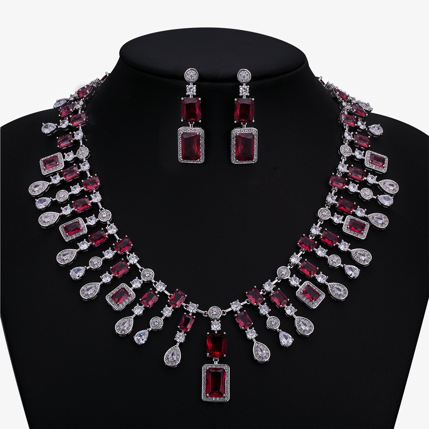 Elegant Cubic Zirconia Bridal Jewelry Set - Necklace & Earrings for Wedding, Engagement & Special Occasions | TC10307