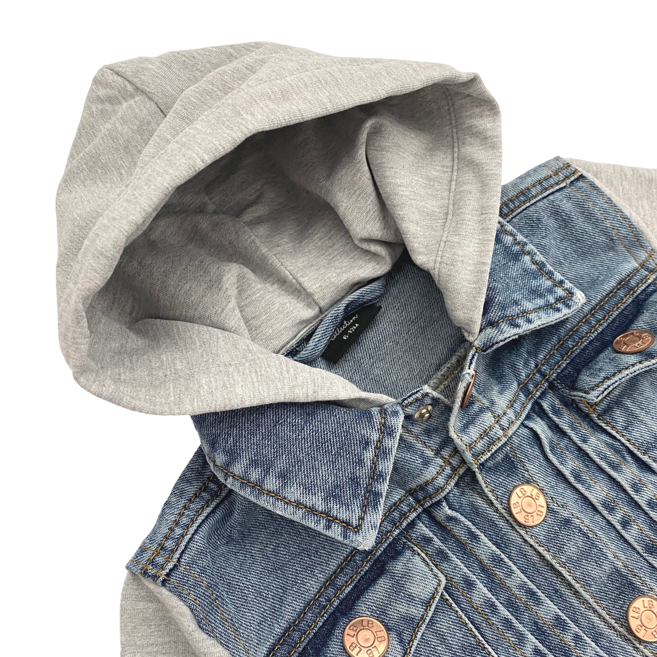 Men's Grey Hooded Denim Jacket - Lightweight Distressed Vintage Style for Casual Wear & Outdoor Activities