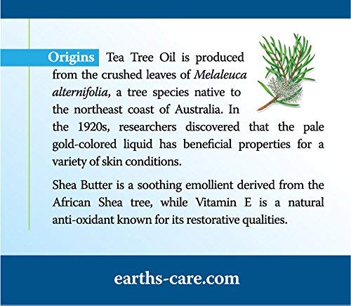 Earth's Care Tea Tree Oil Balm - Natural Moisturizer for Acne & Problem Skin - Repair Cream with Shea Butter & Vitamin E (2.5oz/71g) - Soothes Dryness, Redness & Irritation - Perfect for Face, Body & Post-Shave Care