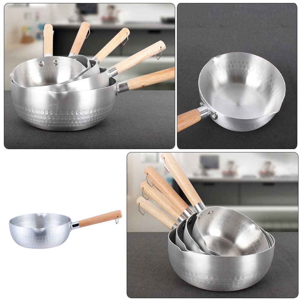 DOITOOL Stainless Steel Snow Pan with Wood Handle - Japanese Style Sauce Pan, Milk Pan, Soup Pot for Cooking, Kitchen Cookware - Perfect for Making Sauces, Stews, and Soups at Home