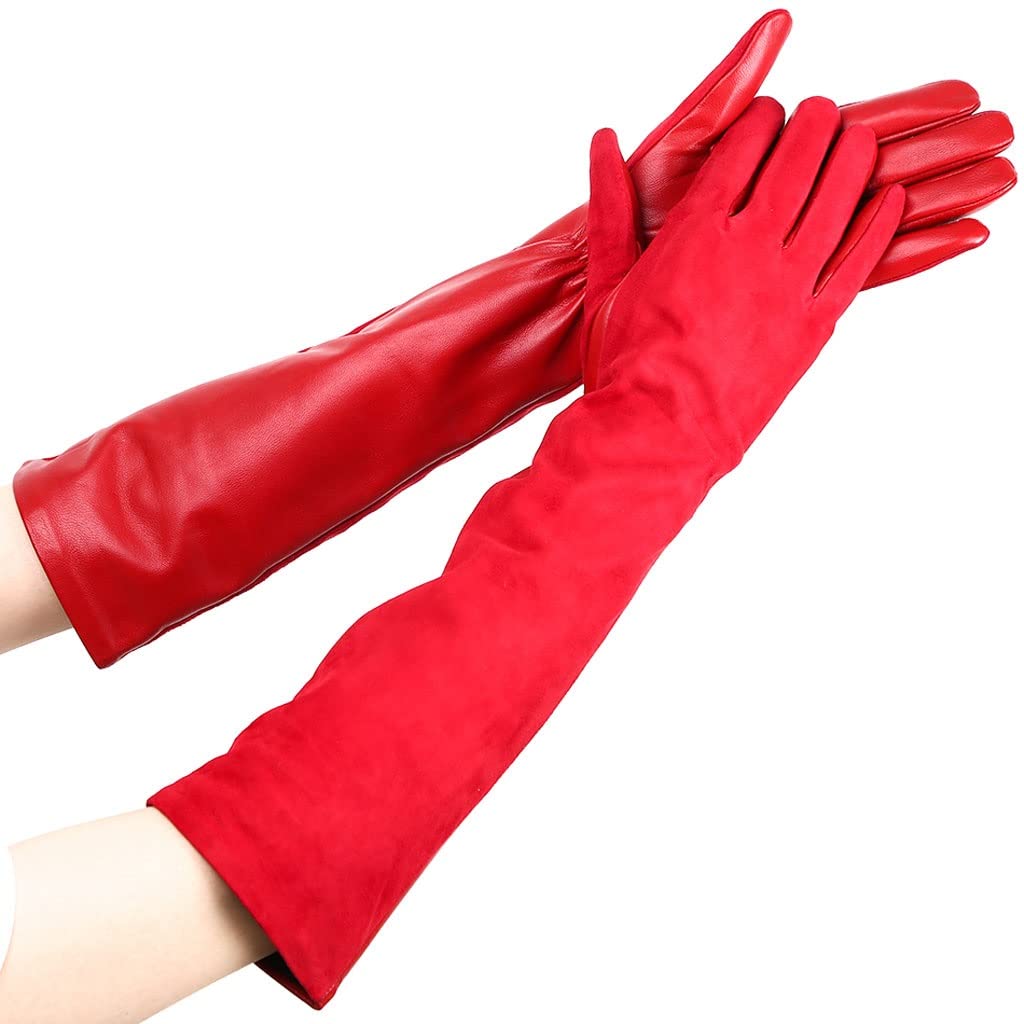 Premium Women's Sheepskin Leather Gloves - Soft & Warm Winter Gloves for Women, Long Cuff Design (Color: A, Size: 8) | Perfect for Cold Weather, Outdoor Activities & Fashion Accessories