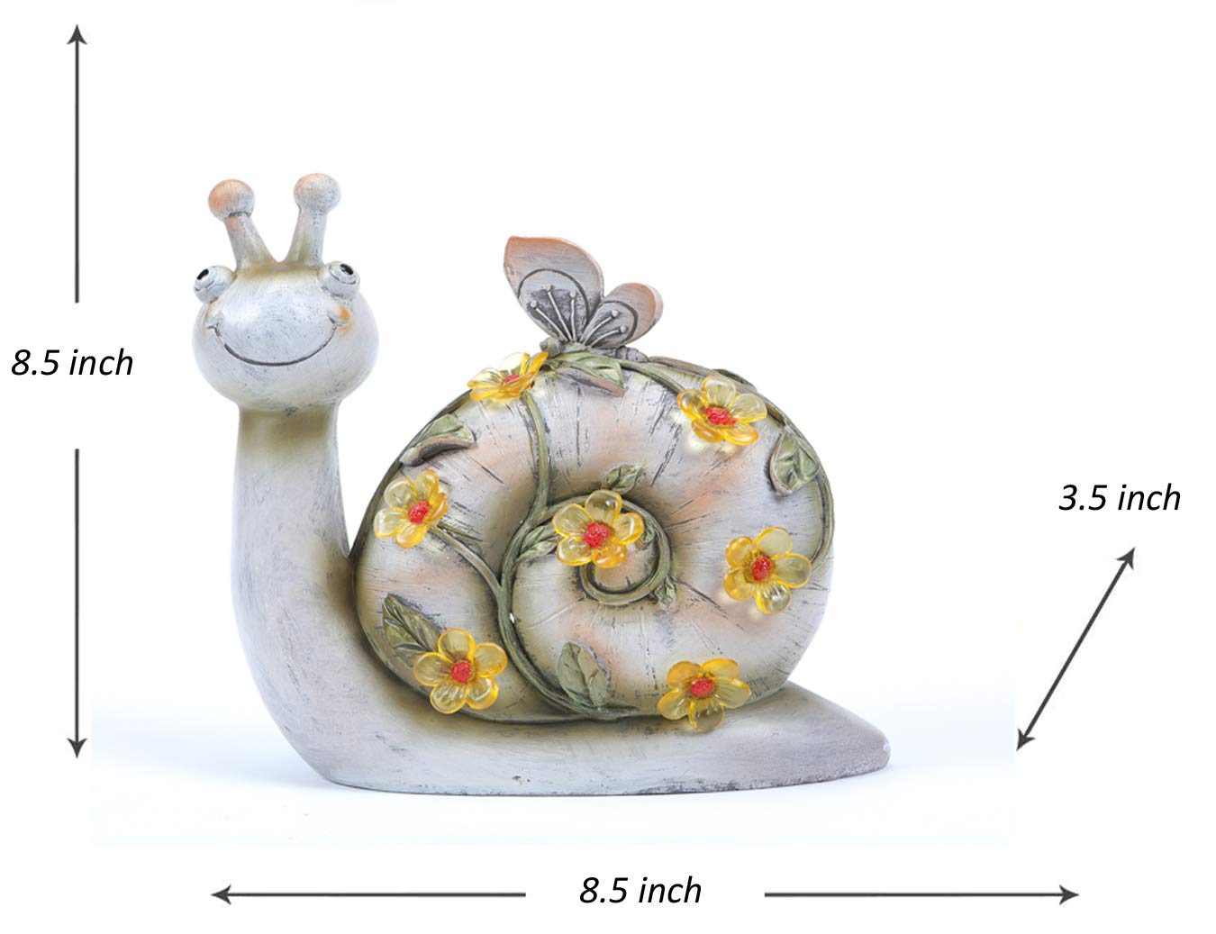 Solar Powered Resin Snail Figurine Lights - 8.5