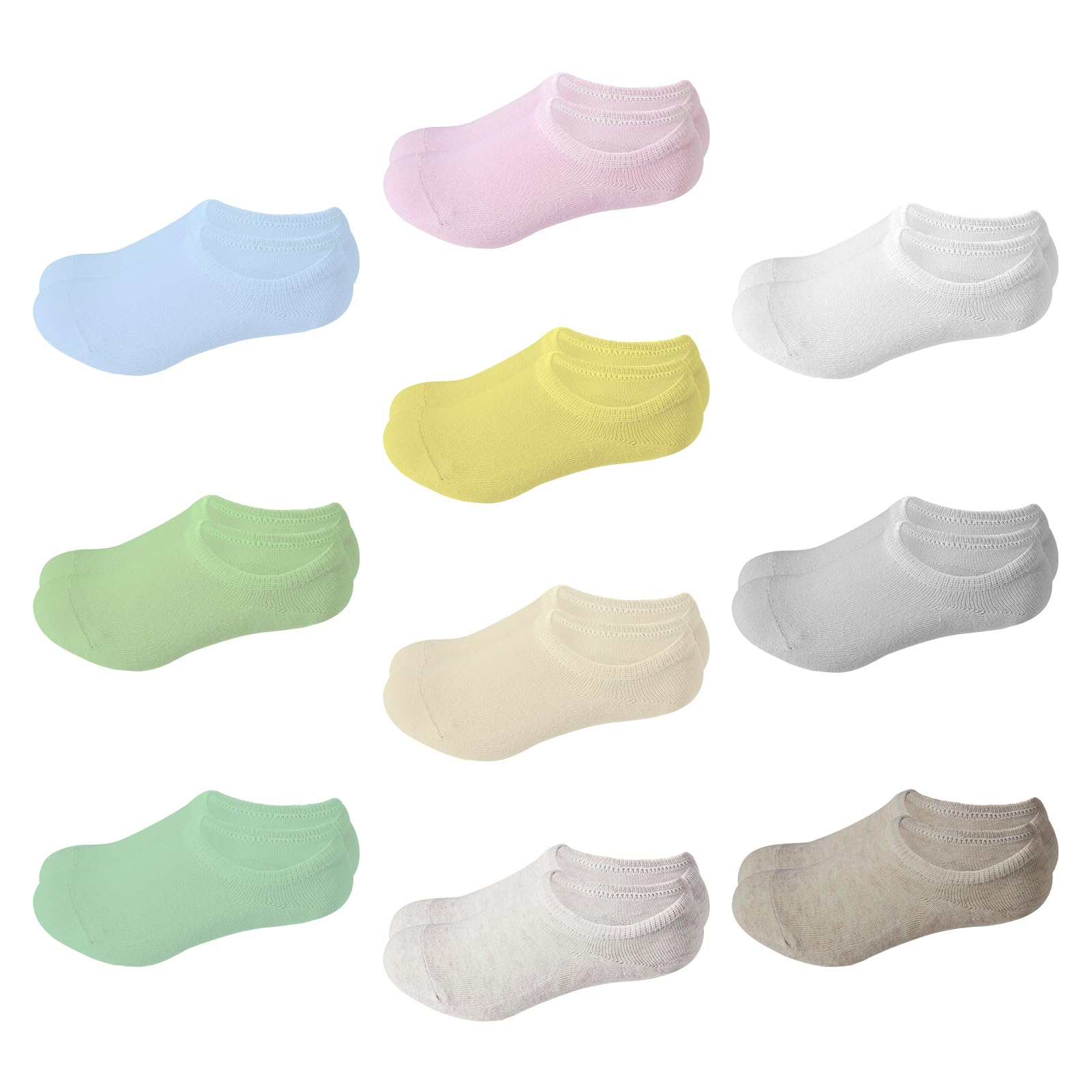 Kereda 10 Pairs Kids No Show Socks for Girls & Boys - Soft Breathable Cotton Low Cut Socks with Non-Slip Grip - Perfect for School, Sports & Everyday Wear