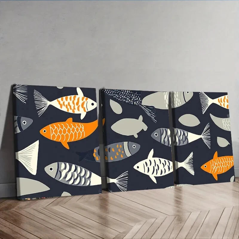 3-Piece Fish Culture Wall Art Set - Framed Canvas Prints 40x60cm | High Quality Australian Made | Ready to Hang | Perfect for Living Room, Bedroom & Office Decor