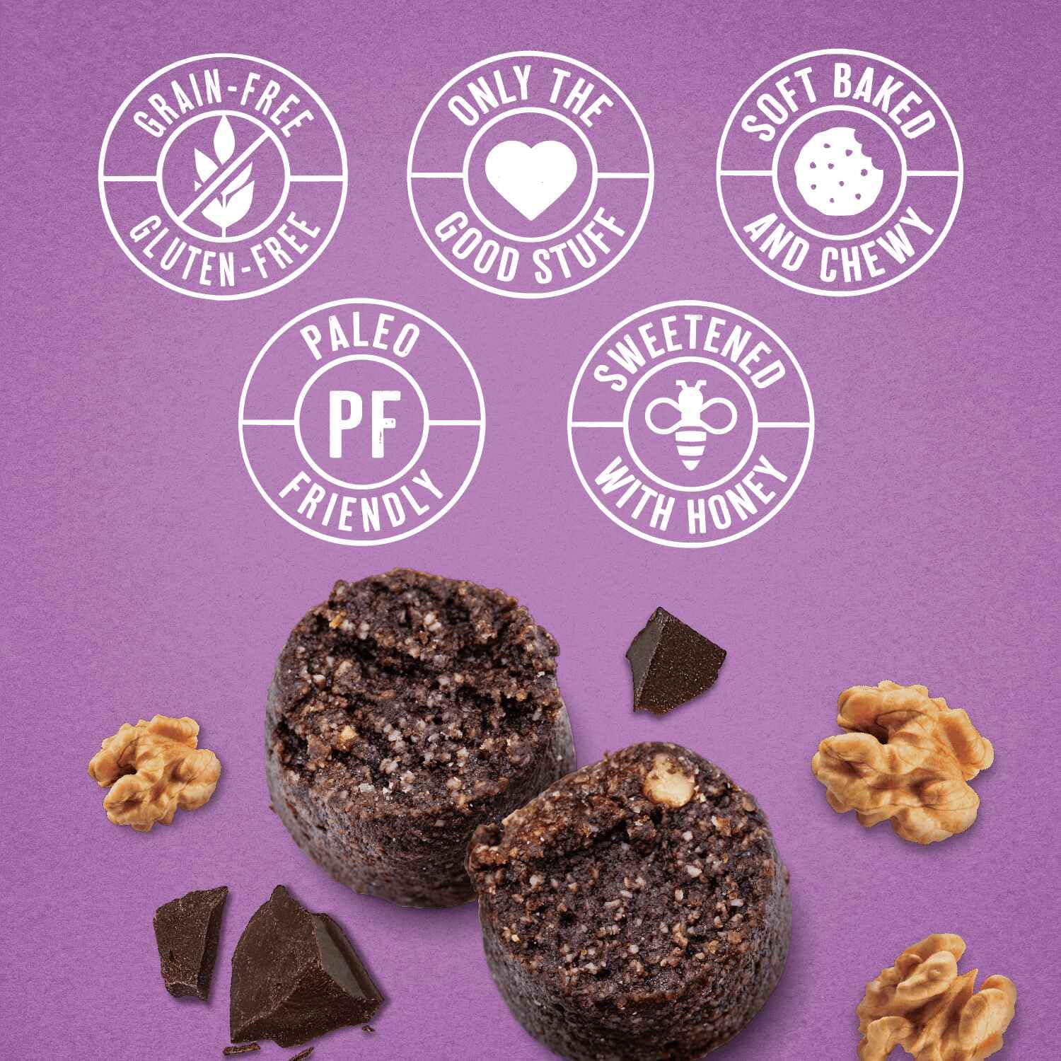 Ona Brownie-Style Cookies 4-Pack - Gluten Free, Grain Free, Dairy Free, Paleo Friendly Snacks with Honey & Dark Chocolate | Ready to Eat Healthy Treats for Office, Travel & Keto Diet