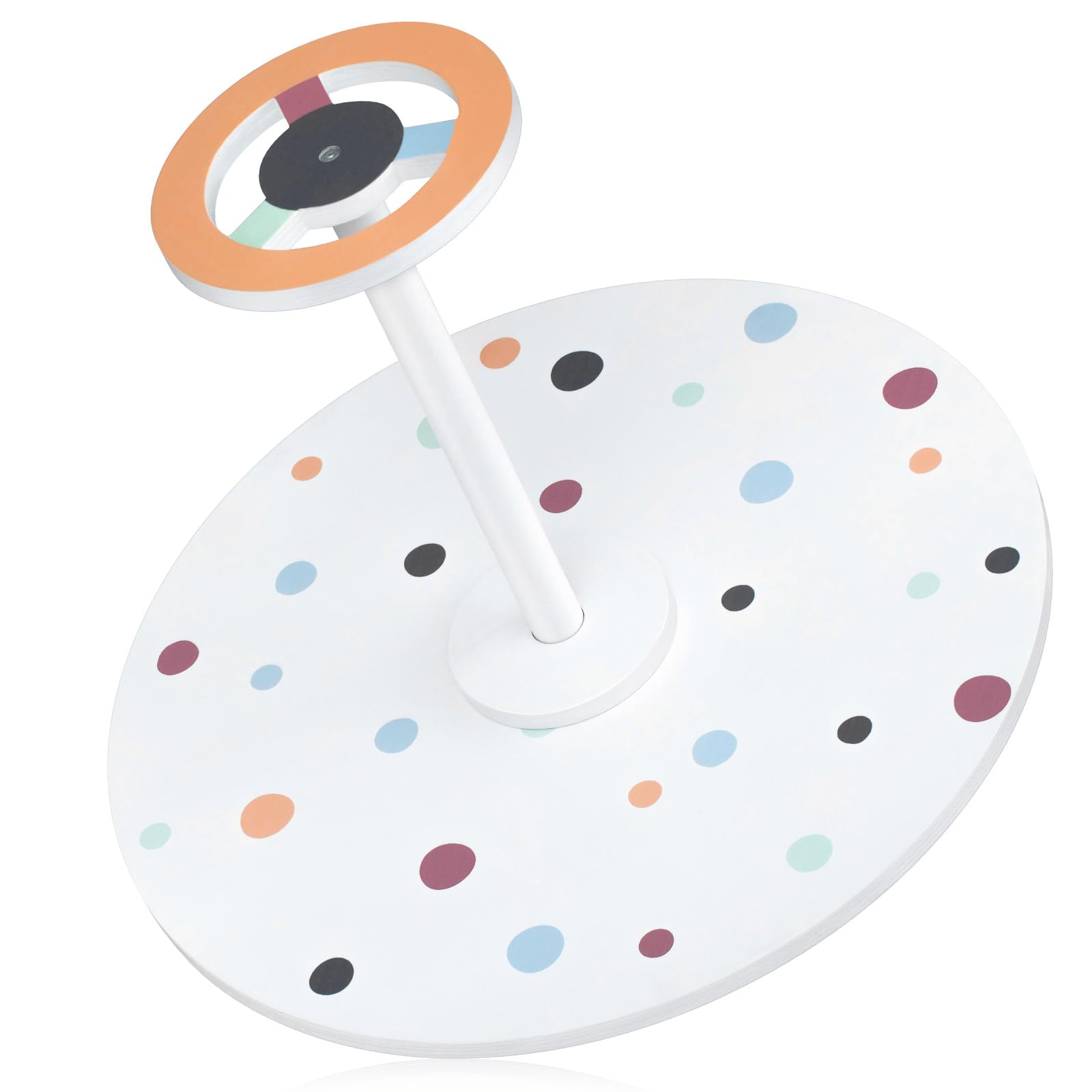 Briwooody Large 21.65 Inch Wooden Sit and Spin Toy for Toddlers & Kids - Spinning Activity Chair with Boho Polka Dot Design - Perfect Gift for Boys and Girls - Fun Indoor Play for Birthday Parties, Preschool Learning & Sensory Development