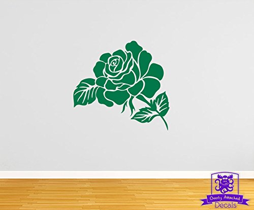 24 Inch Green Rose Wall Decal Vinyl Sticker - Elegant Home Decor for Living Room, Bedroom, Nursery & Office