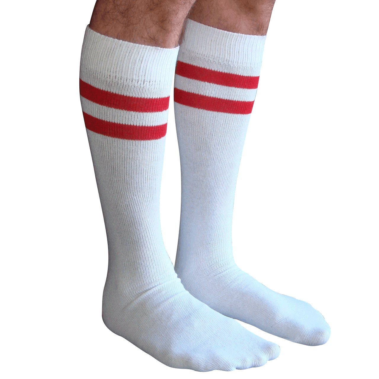 Chrissy's Socks Men's Striped Tube Knee Socks - Comfortable Cotton Crew Socks for Running, Hiking & Casual Wear
