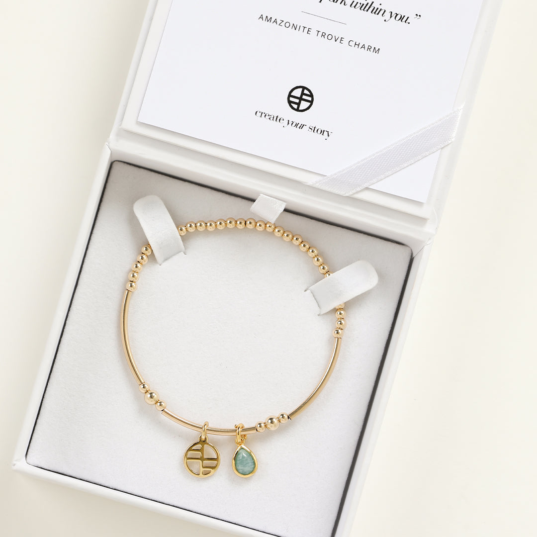 Amazonite Gemstone Beaded Charm Bracelet for Women - Elegant Healing Crystal Jewelry for Meditation, Yoga & Positive Energy