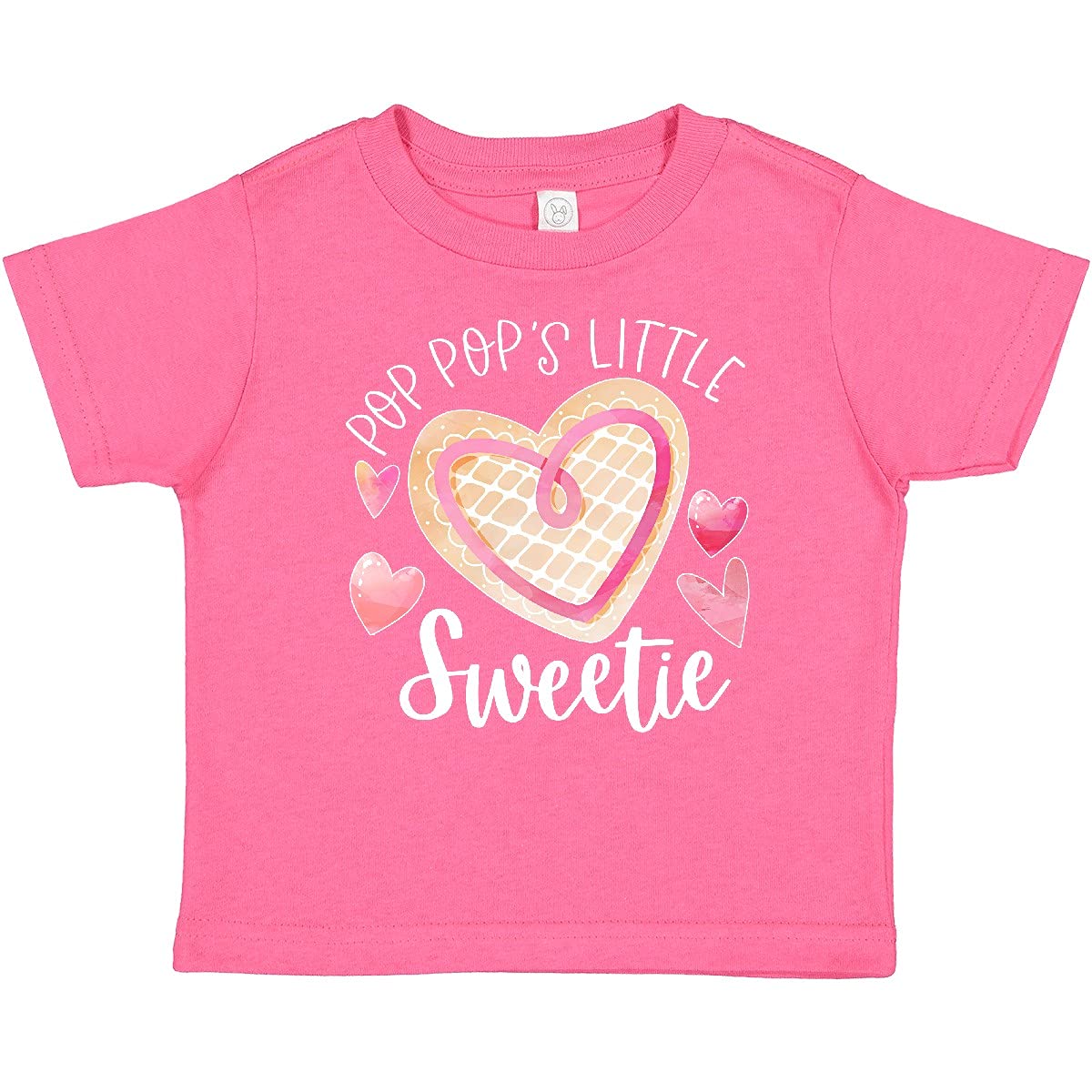 Inktastic Pop Pop's Little Sweetie Pink Heart Cookie Baby T-Shirt - Cute Toddler Outfit for Grandparents Day, Family Photos & Special Occasions