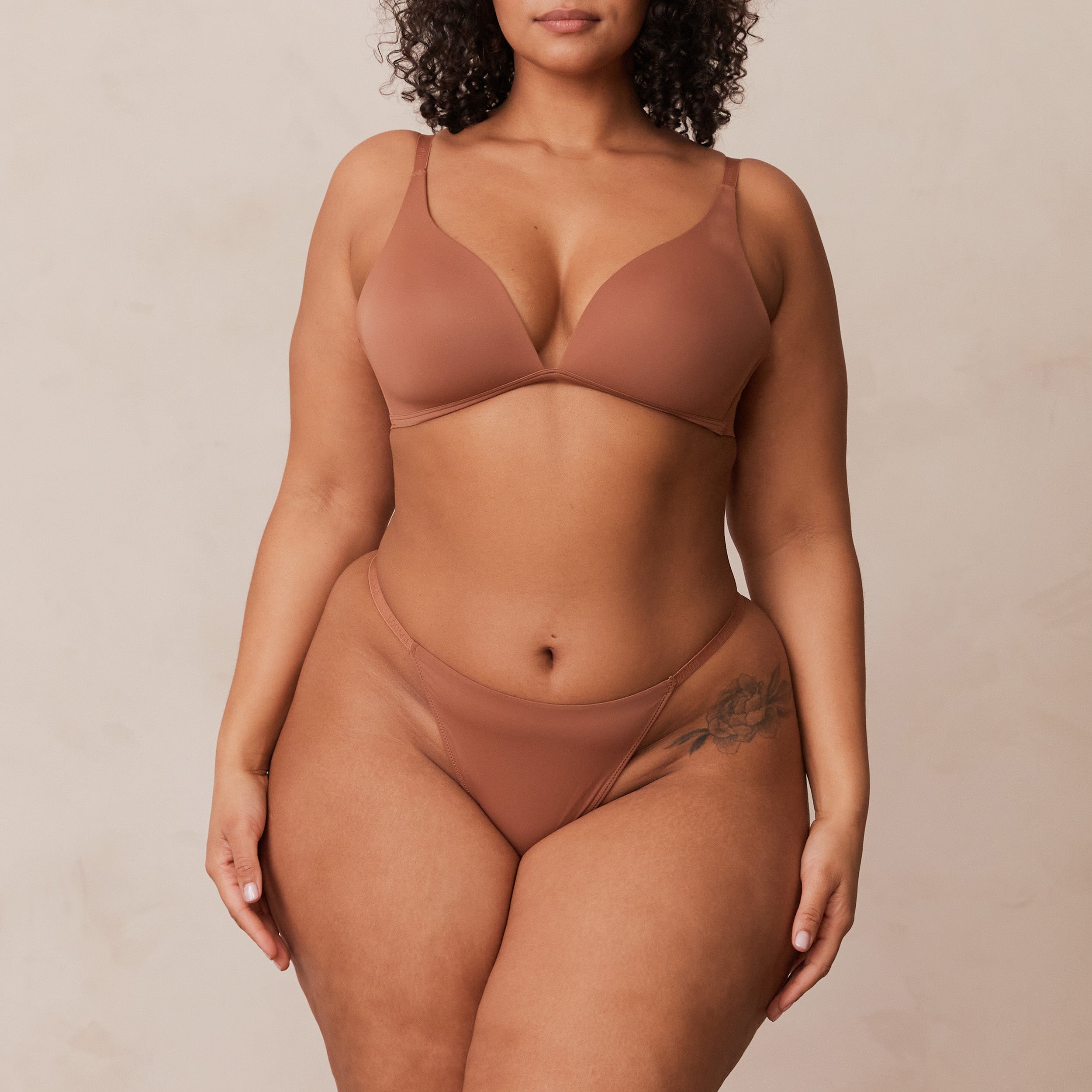 Light Non-Wired Plunge T-Shirt Bra in Mocha - Comfortable Everyday Wear for Work & Casual Outfits