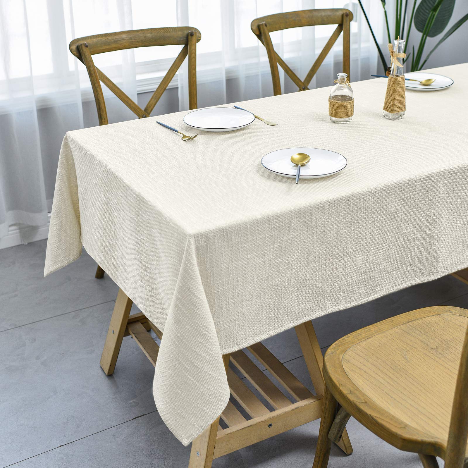 Waterproof Cotton Linen Round Tablecloth 54