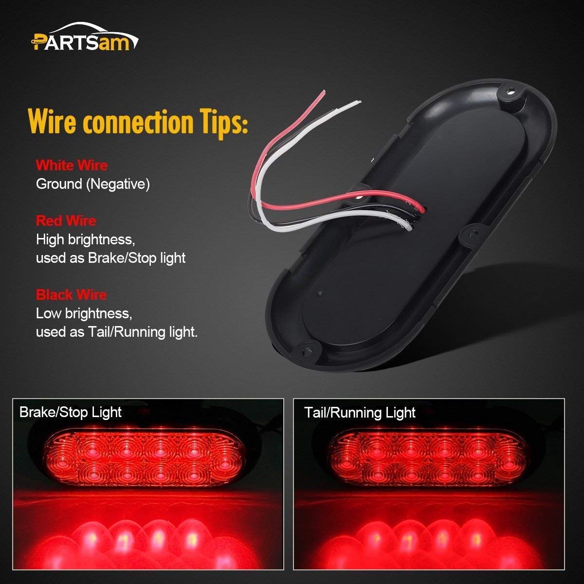 Partsam 12V Waterproof LED Trailer Lights - 2Pcs 6 Inch Oval Tail Lights with Stop/Turn/Brake Function + 8x Mini Oval LED Marker Lights for Utility Boats, RVs, Campers & Cargo Trailers | Durable Lighting Solution for Night Driving & Safety