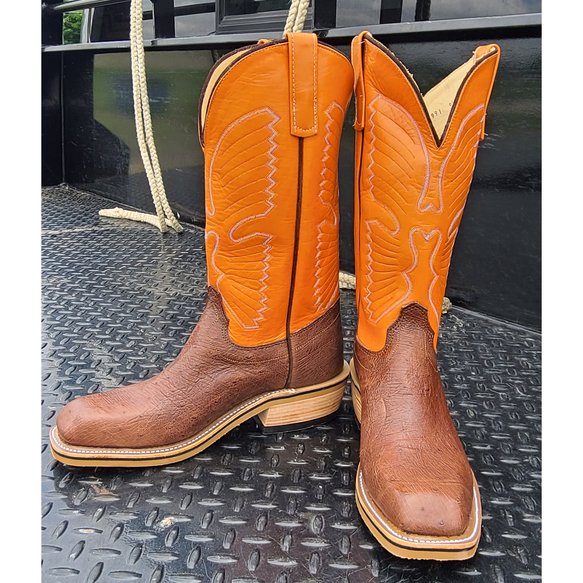 Anderson Bean Men's Olathe Smooth Ostrich Cowboy Boots - Genuine Exotic Leather Western Boots for Men - Perfect for Rodeo, Country Dancing & Casual Wear