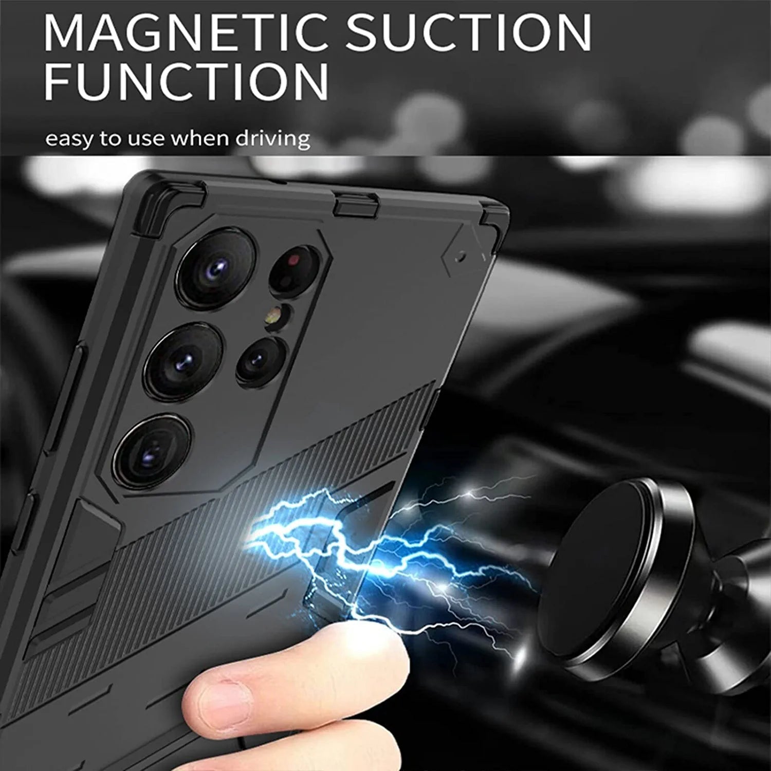 Samsung Galaxy S23 Ultra Kickstand Case - Shockproof Protective Cover with Built-in Stand for Hands-Free Viewing - Perfect for Watching Videos, Gaming, and Video Calls