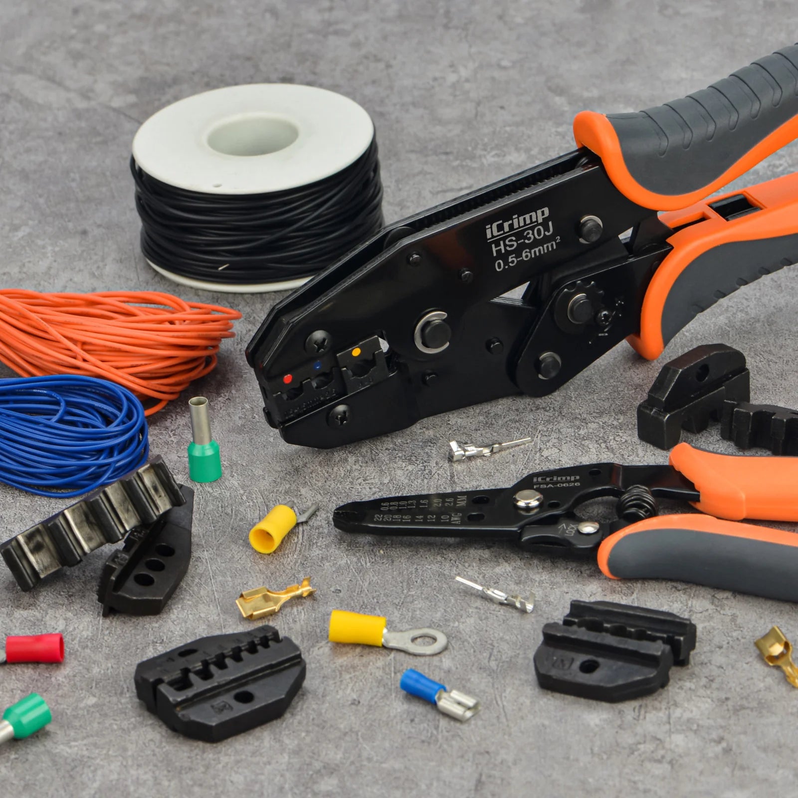 Professional Ratchet Wire Crimping Tool Kit for 0.5-35mm² Insulated & Non-Insulated Terminals - Includes Wire Stripper & Cutter - Perfect for Electrical Wiring, Automotive Repairs & DIY Projects