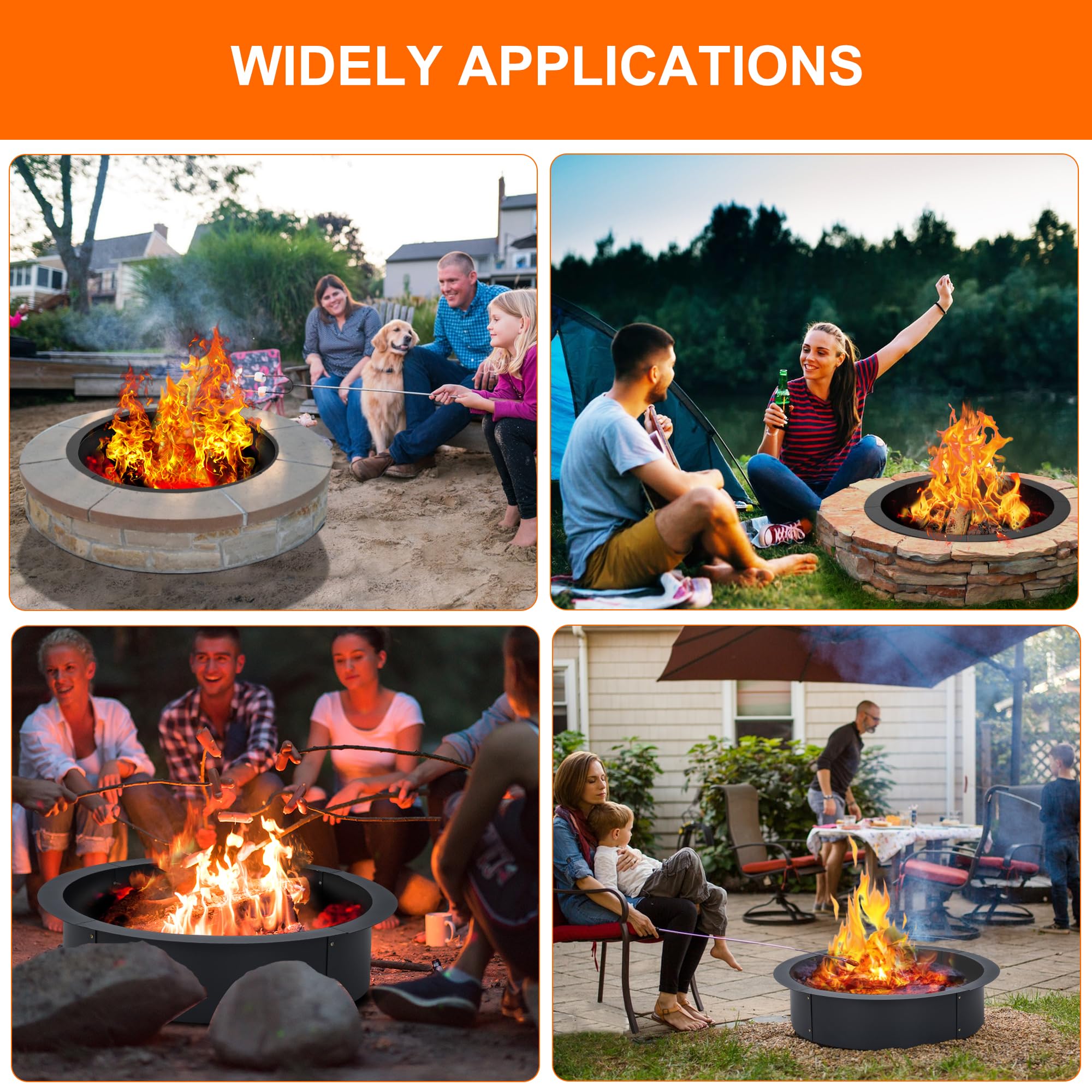GARVEE 30 Inch Heavy Duty Fire Pit Ring - 2.5MM Thick Steel Rust Resistant Outdoor Fire Pit - 36 Inch Outer Diameter for In-Ground or Above Ground Installation - Perfect for Backyard, Patio, and Camping Fire Pits