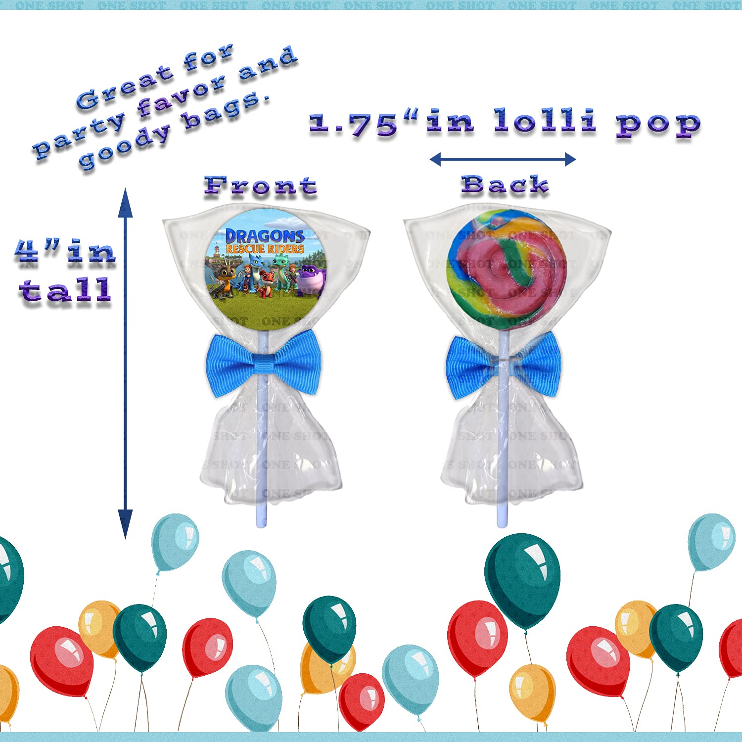 One Shot Rescue Riders Party Favors - 24pcs Lollipop Decorations for Birthday, Baby Shower & Themed Events - Perfect for Kids Party Supplies & Candy Buffet Displays