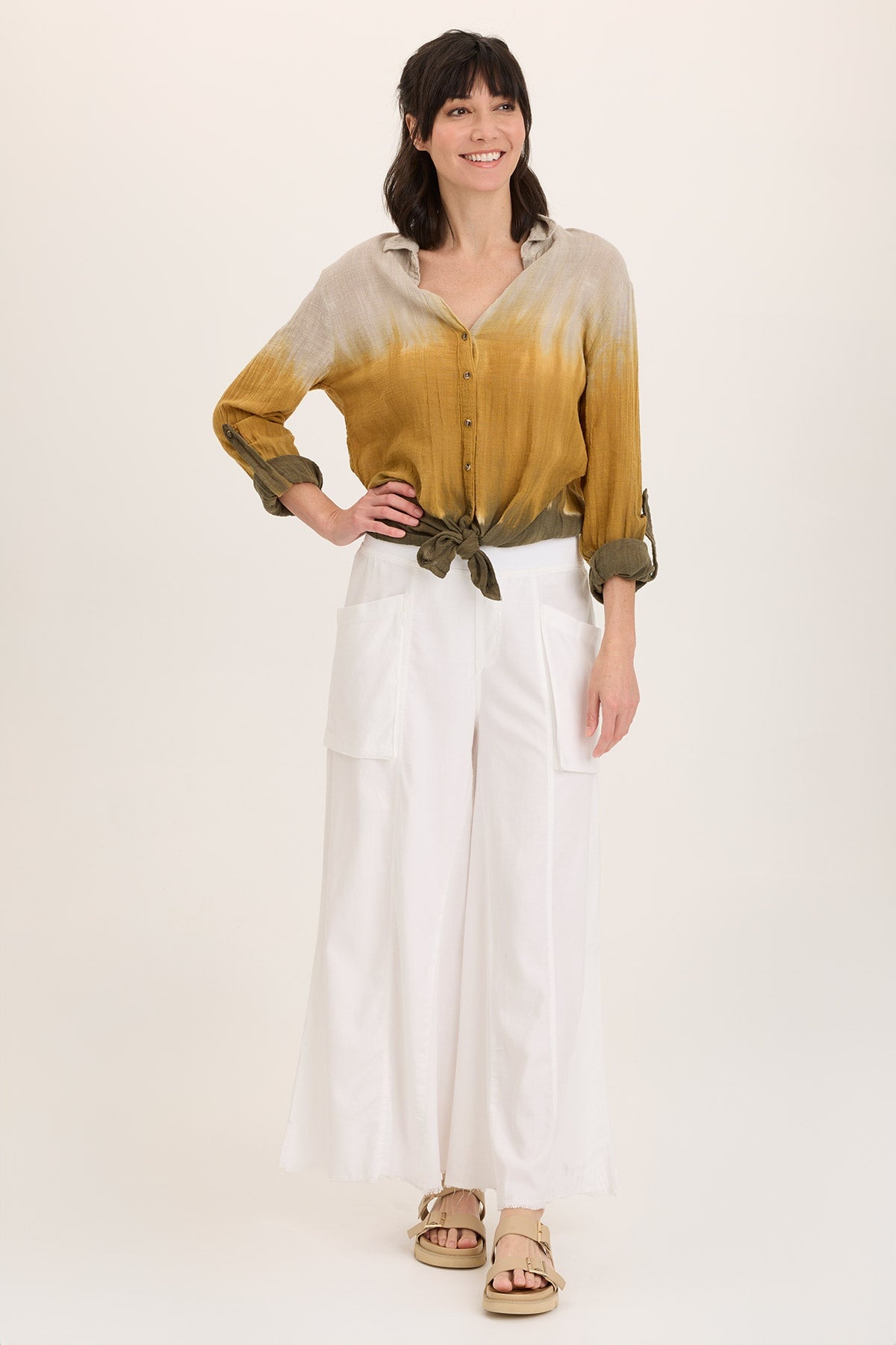 Desoto Ultra Flare Wide Leg Pocket Pants for Women - High Waisted Stretch Comfort Work Pants (Office, Business Casual, Travel)