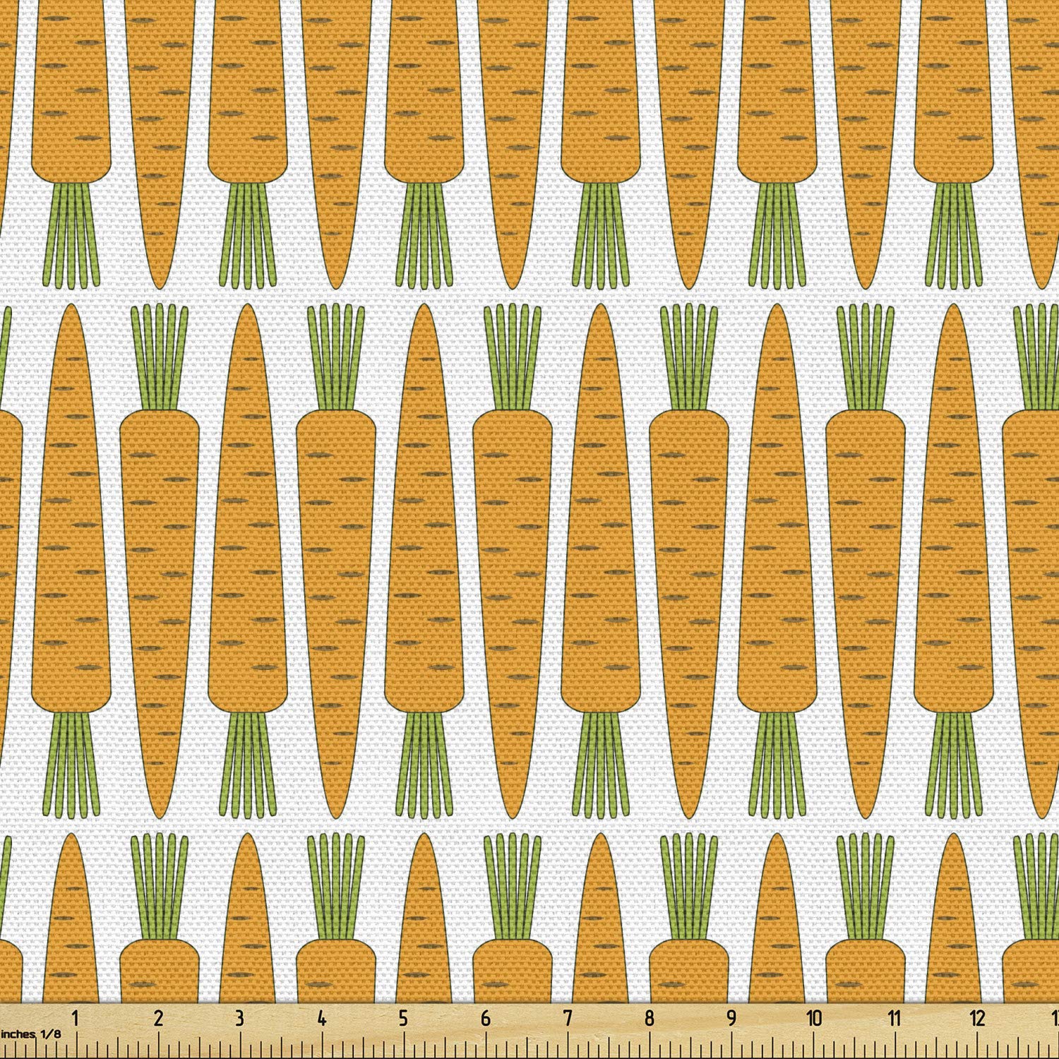 Ambesonne Carrot Fabric by The Yard - Winter Season Vegetable Print Upholstery Material, 10 Yards White & Marigold Decorative Cotton for Sofa, Curtains & Home Decor | Perfect for DIY Crafts, Table Runners & Seasonal Decorations