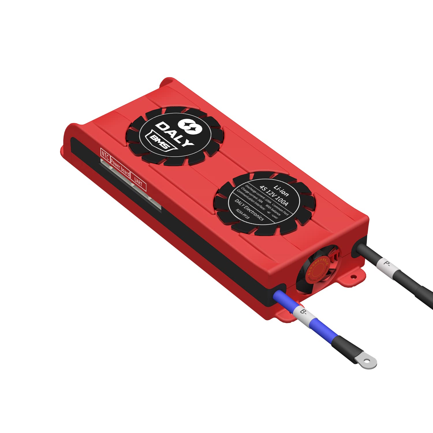 DALY Smart BMS 4S 100A 12V Lithium Battery Protection System with Bluetooth & Cooling Fan - SOC Monitoring for 3.7V Li-ion Battery Packs - Perfect for Home Backup Power Storage, Solar Energy Systems & RV Applications