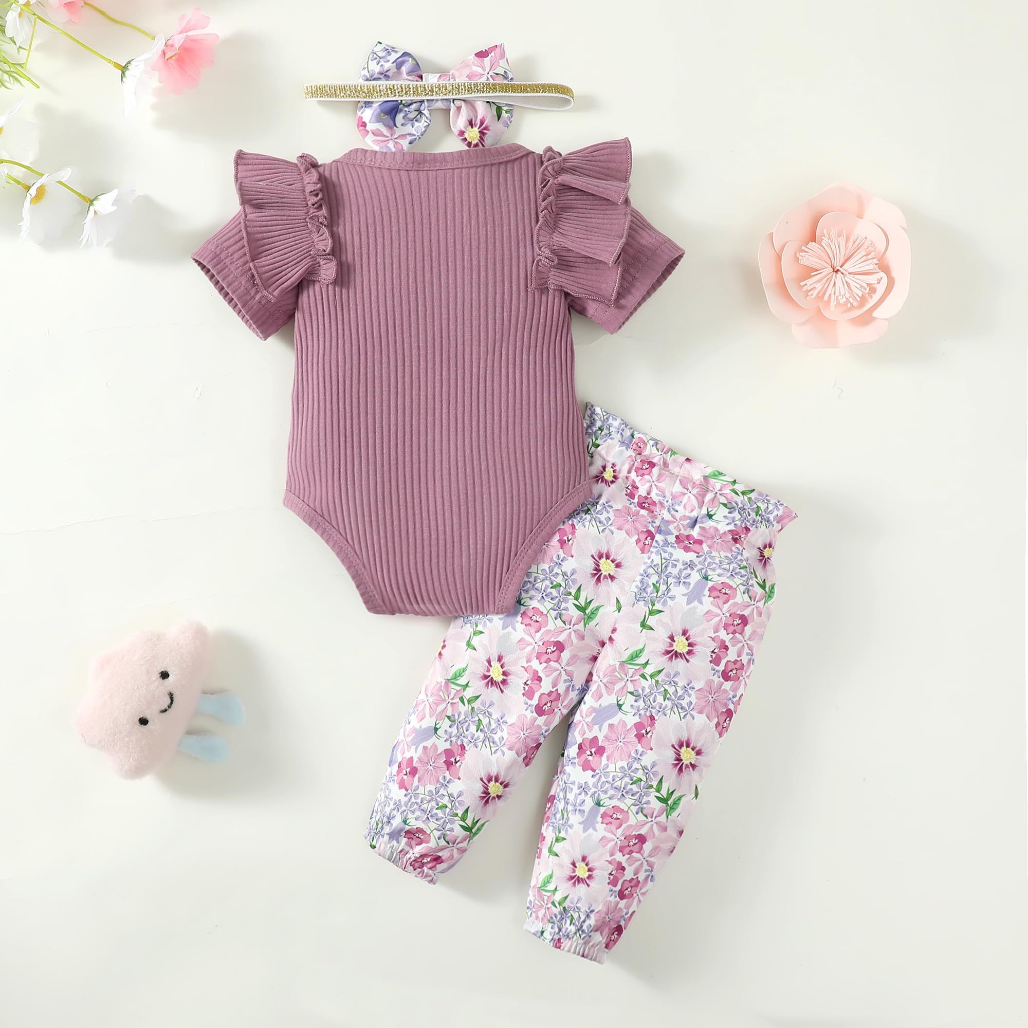 Adorable Infant Baby Girl Clothes Set - Soft Long Sleeve Romper & Pants Outfit for Newborns | Cozy Fall/Winter Baby Girl Fashion | Perfect for Photoshoots, Playdates & Special Occasions