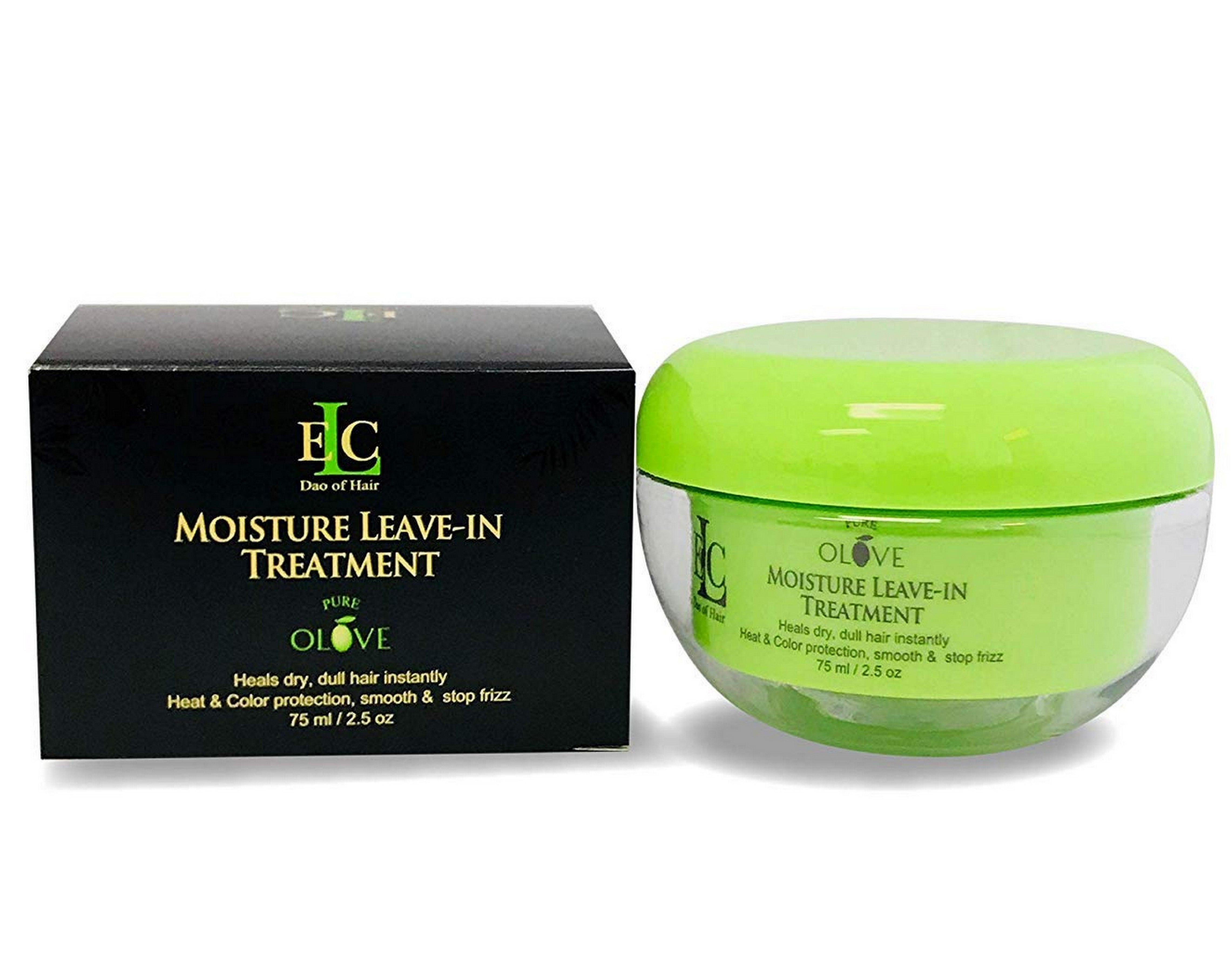 ELC Pure Olive 3 Moisture Leave-In Hair Treatment 2.5 oz - Ultra Concentrated Formula for Moisturizing, Nourishing & Repairing Damaged, Color-Treated & Over-Processed Hair - Detangles All Hair Types - Perfect for Daily Hydration & Salon-Quality Hair Care at Home
