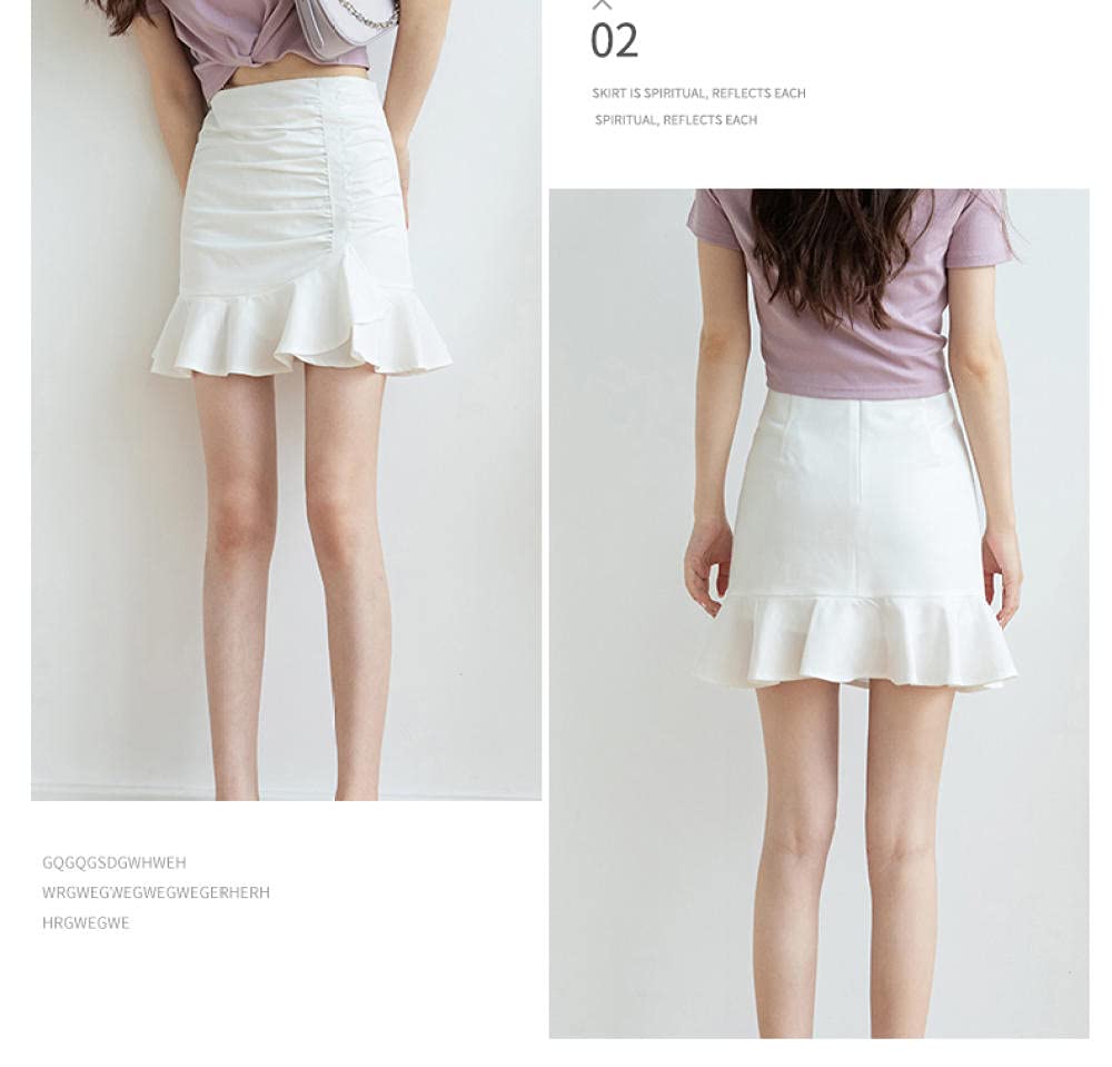 Women's High Waist Pleated Skirt - Asymmetrical Lotus Hem A-Line Skirt for Casual & Office Wear | Trendy Hip Bag Design for Everyday Outfits & Special Occasions
