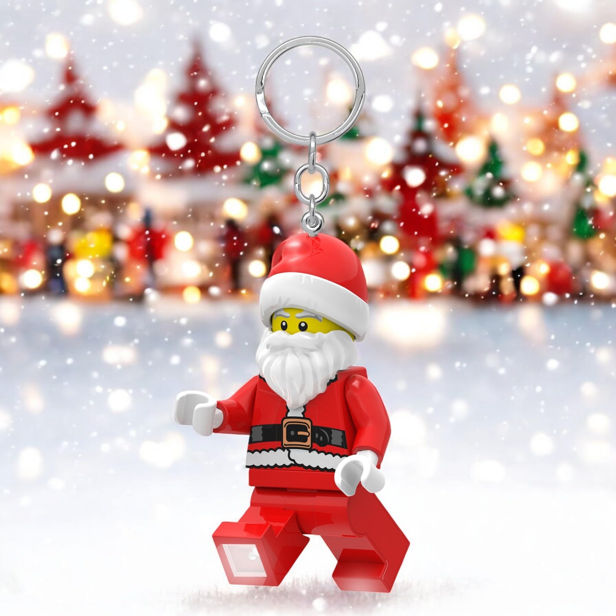 LEGO Minifigures Keychain - 3 Inch Tall Santa Claus Figure with Light (KE189H) - Perfect for Christmas Gifts, Party Favors & Keychain Decorations