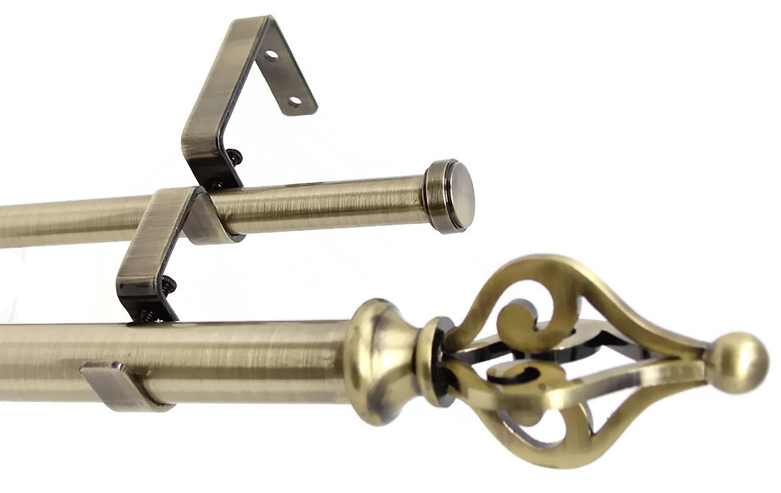 Urbanest Portia Manhattan 1 5/8 Inch Double Drapery Curtain Rod Set - Elegant Window Treatment for Living Room & Bedroom