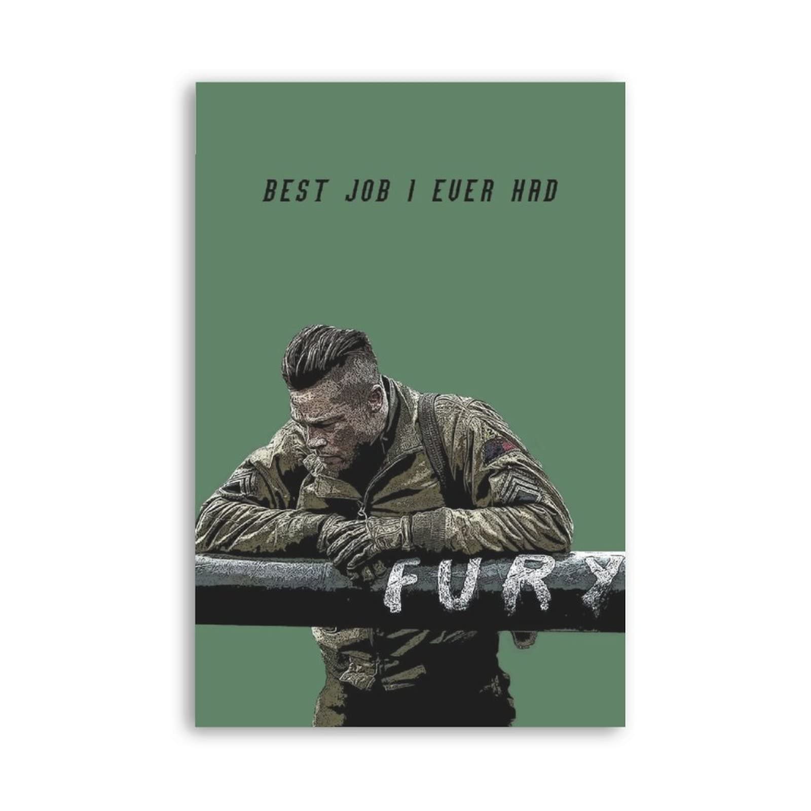 Fury Movie Poster Canvas Print - 08x12inch (20x30cm) Unframed Wall Art for Bedroom, Office & Home Decor - Perfect Gift for Movie Lovers & War Film Fans