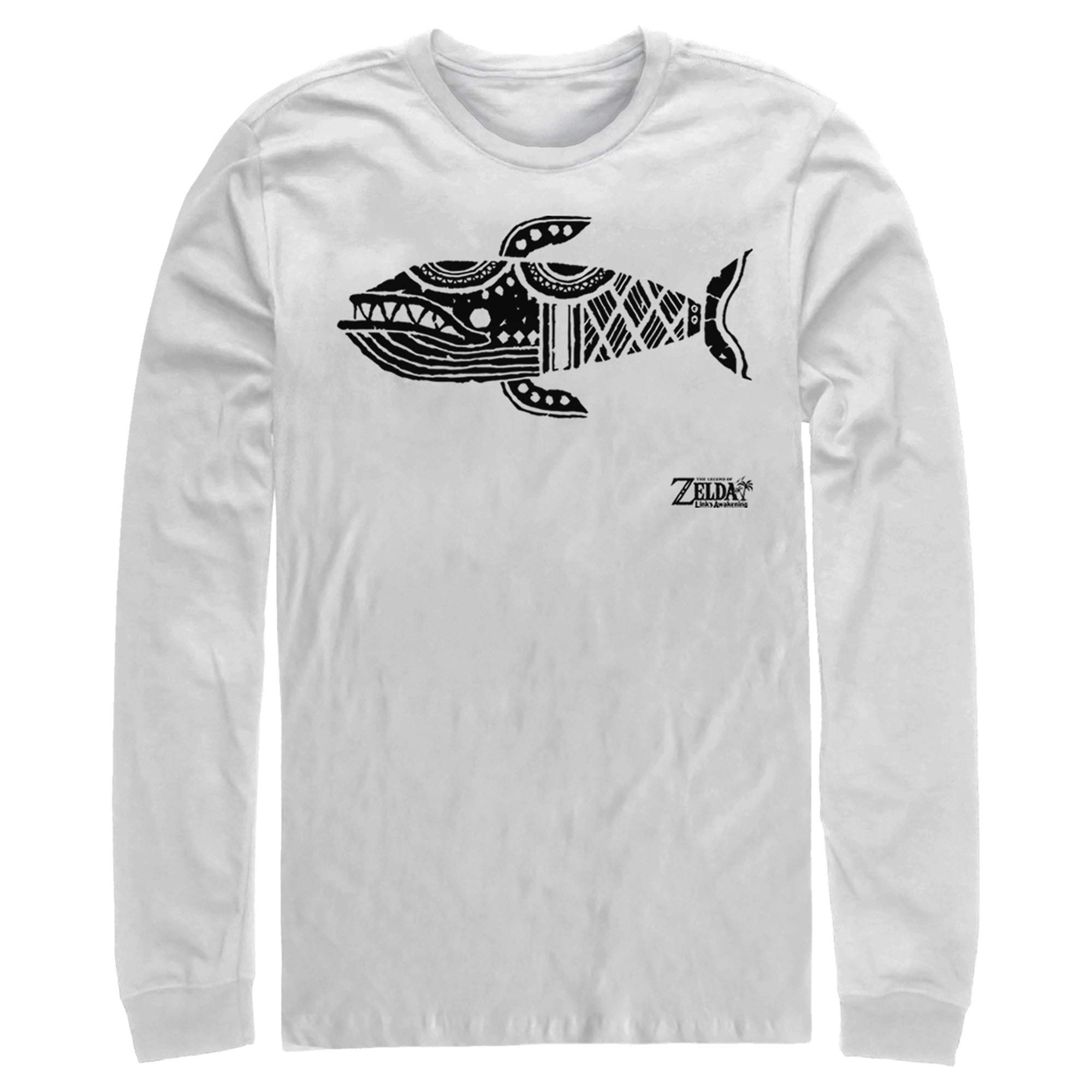 Nintendo Legend of Zelda Link's Awakening Whale Hieroglyphic Long Sleeve T-Shirt for Men - Retro Gaming Graphic Tee for Zelda Fans, Casual Wear & Cosplay