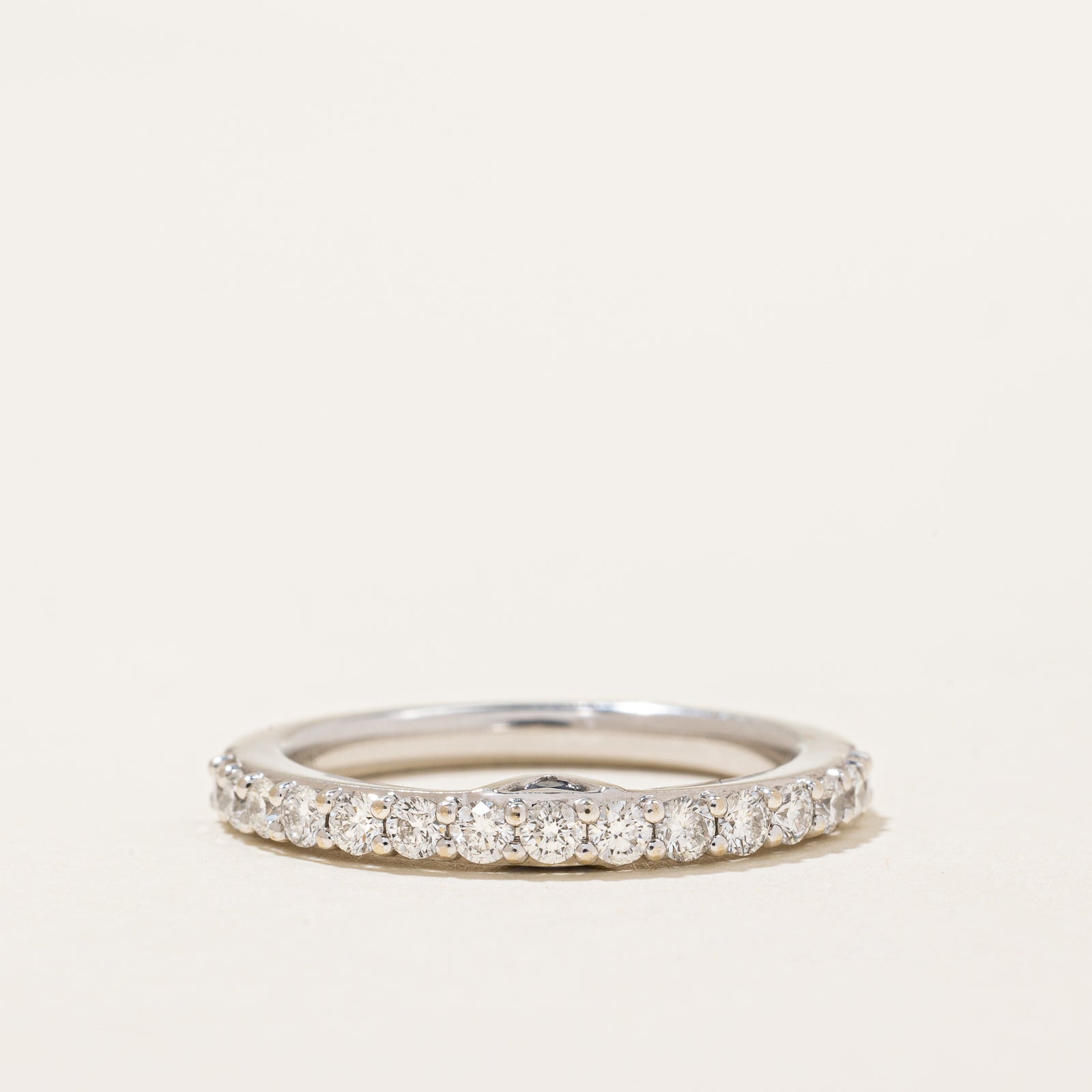 Exquisite Pavé Set Diamond Band with Hidden Blue Sapphire Stone | 0.45ctw Diamonds & 0.04ctw Sapphire | Size 6.25 | Elegant Stackable Ring for Weddings, Anniversaries & Special Occasions