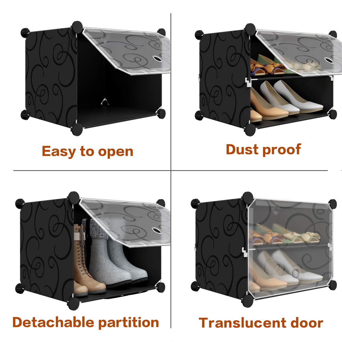 KOUSI Expandable Shoe Rack Organizer - 192 Pairs Tower Shelf Storage Cabinet for Heels, Boots & Slippers - Space Saving Closet & Entryway Shoe Storage Solution - Black