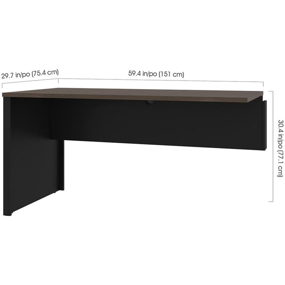 Pemberly Row Traditional Desk Return in Antigua and Black - Stylish Home Office Furniture for Small Spaces | Perfect for Remote Work & Study