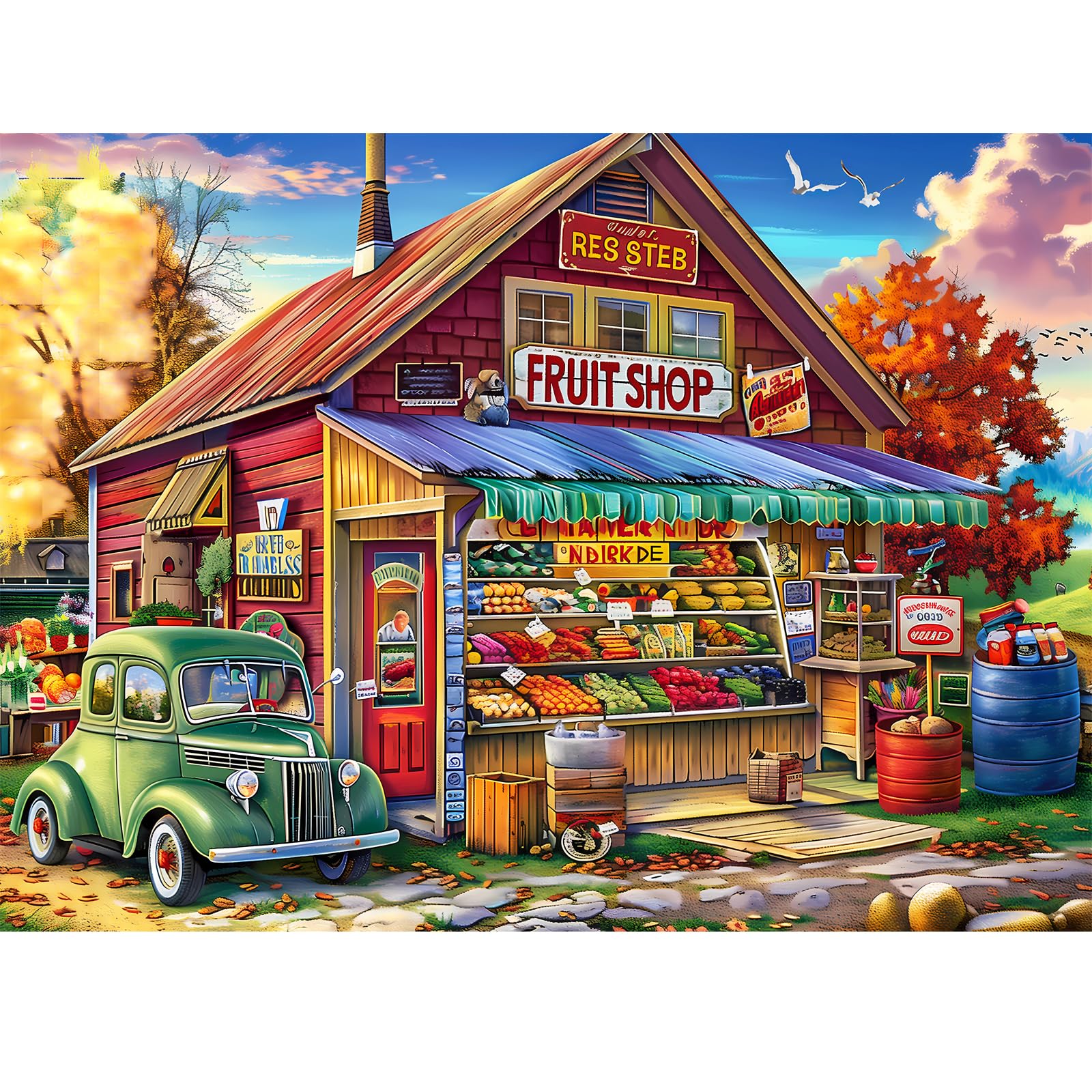 500-Piece Jigsaw Puzzle for Adults & Kids - Country Store Landscape Puzzle, Fun & Challenging Family Game (20.5x15 Inches) - Perfect for Holiday Gifts, Party Activities & Relaxation Therapy