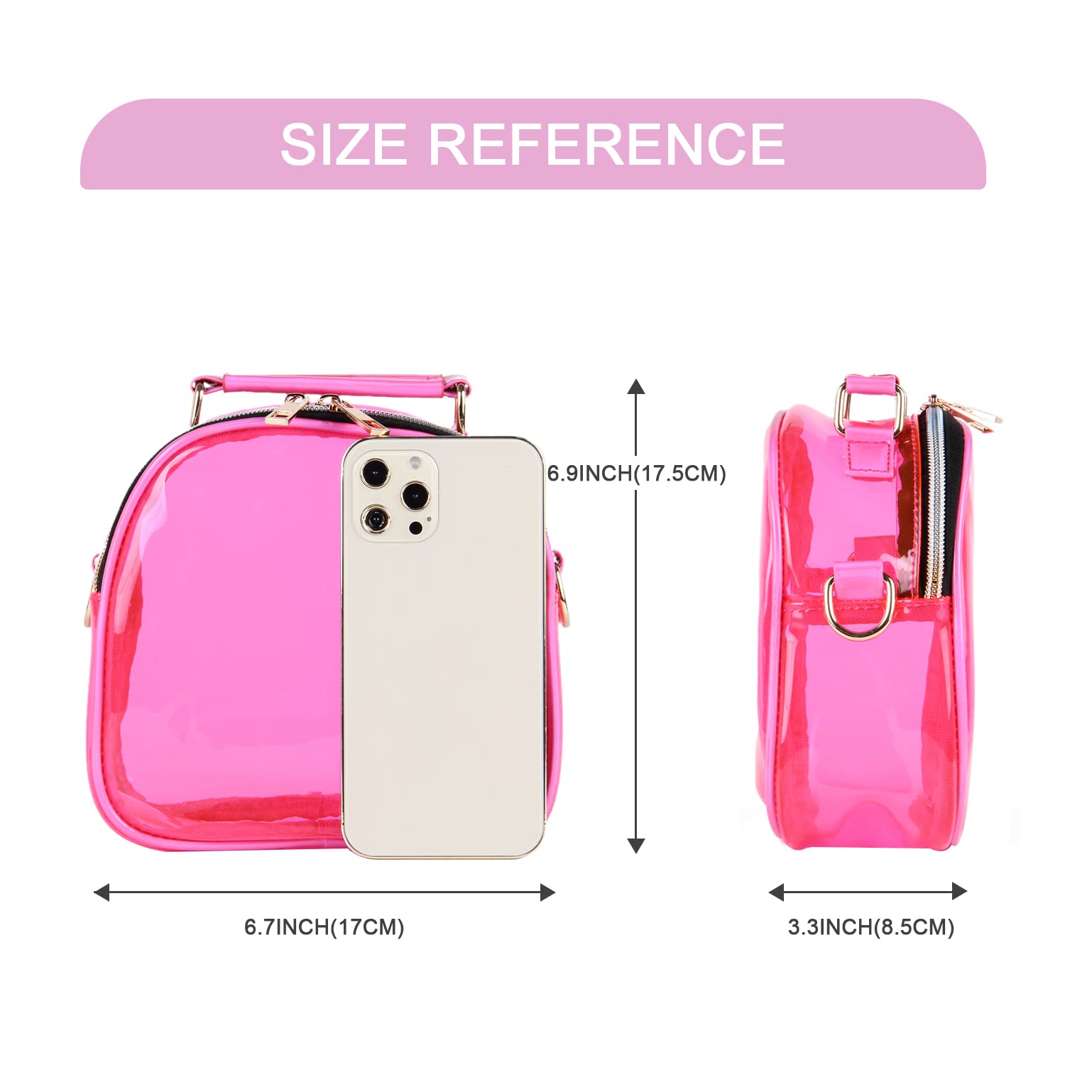 Oweisong Clear Crossbody Purse for Women - Neon Transparent Jelly Handbag, Stadium Approved See-Through Bag, Perfect for Concerts, Sports Games & Festivals