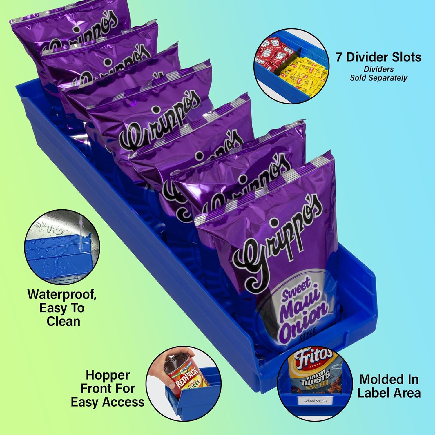 Akro-Mils 30164 Heavy Duty Plastic Storage Bins - 6-Pack Blue Shelf Organizers (24