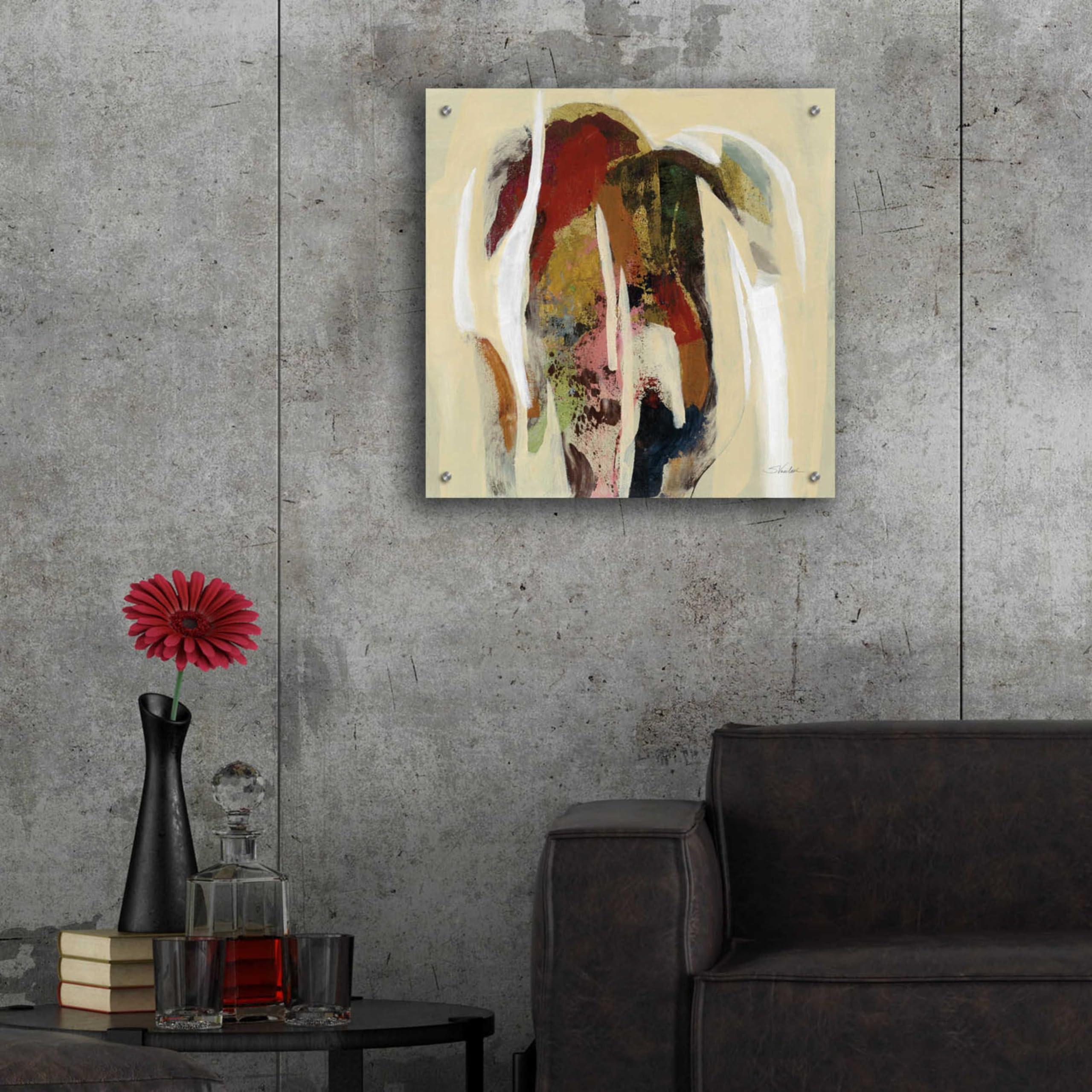 Silvia Vassileva Terracotta Tile II Acrylic Glass Wall Art - 24x24 Inches Modern Abstract Painting for Living Room, Bedroom & Office Decor