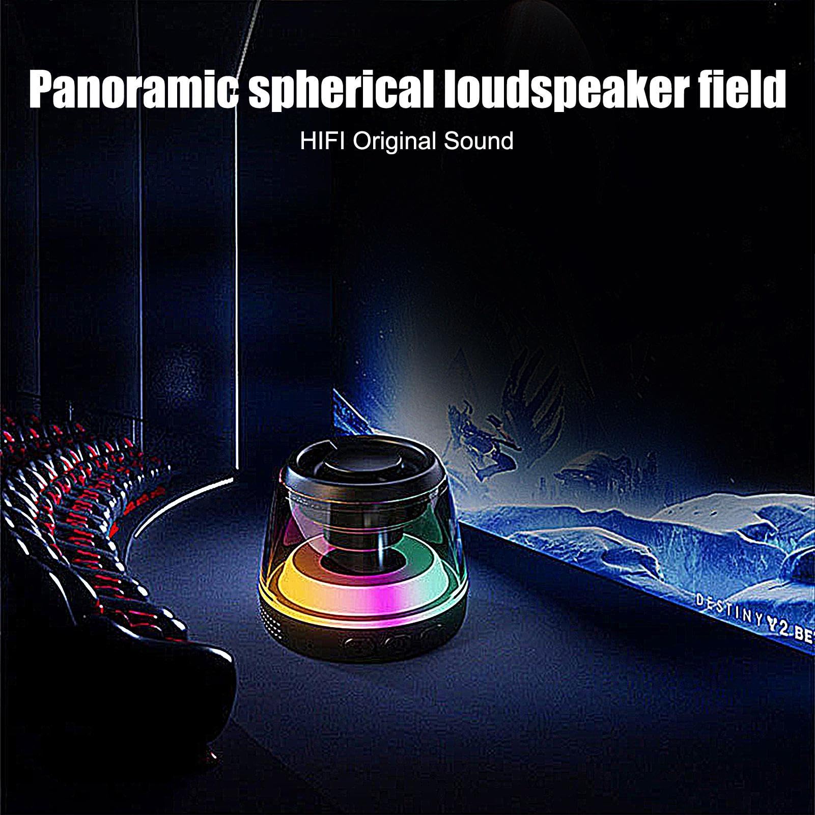Portable Wireless Bluetooth Speaker with Cool Dynamic LED Lights & Magnetic Phone Stand - IPX5 Waterproof, Loud Sound for Outdoor, Party, Travel, Kayaking, Kids Room & Home Use