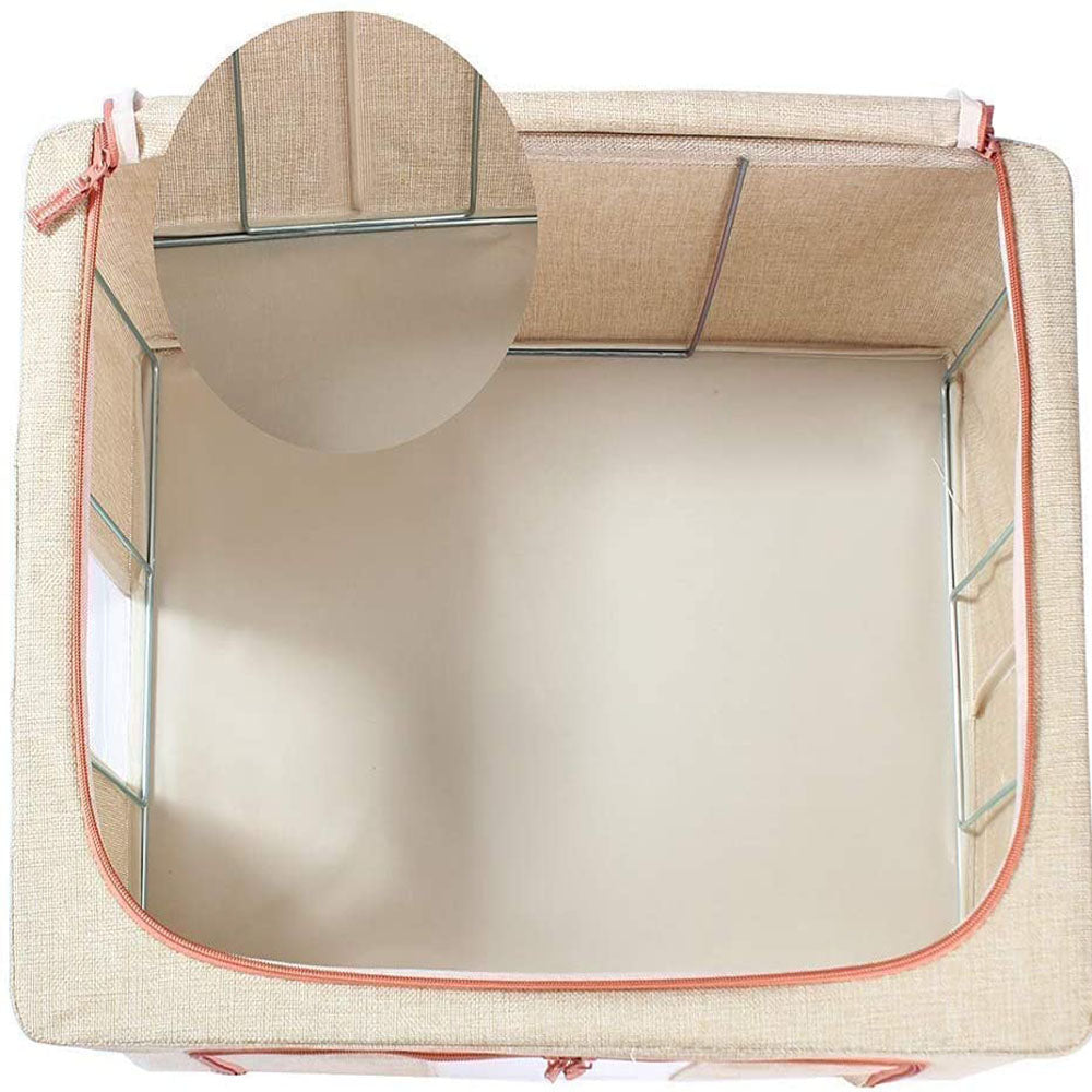 100L Large Cloth Storage Box - Foldable Closet Organizer for Clothes, Blankets & Seasonal Items | Wardrobe Storage Bags | Space Saving Home Organization Solution (Cream) | Perfect for Bedroom, Closet & Travel Storage