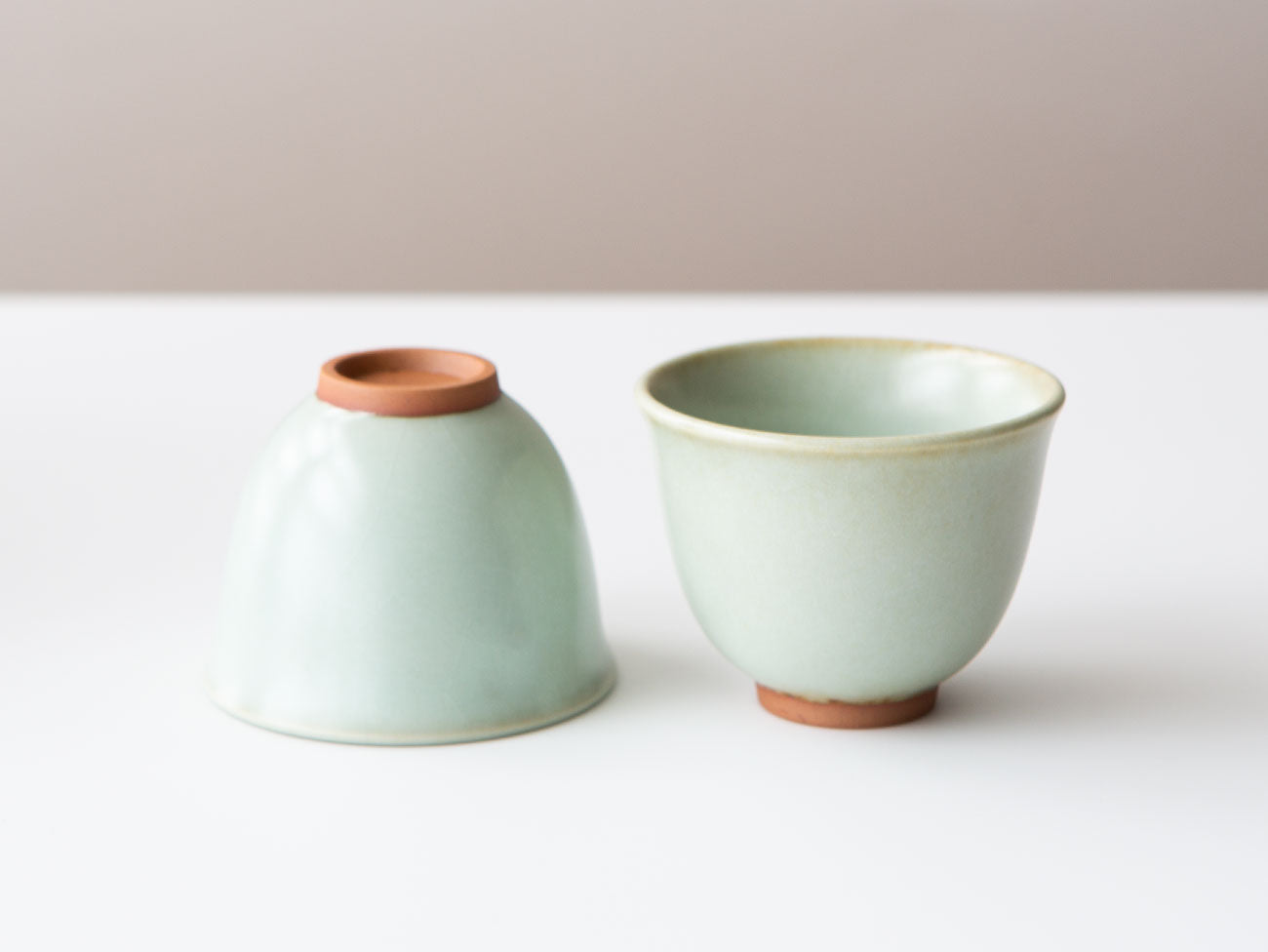 Exquisite Celadon Tulip Cups - Handcrafted Ceramic Tea Set for Home & Office - Perfect for Tea Lovers, Gift Giving & Elegant Decor