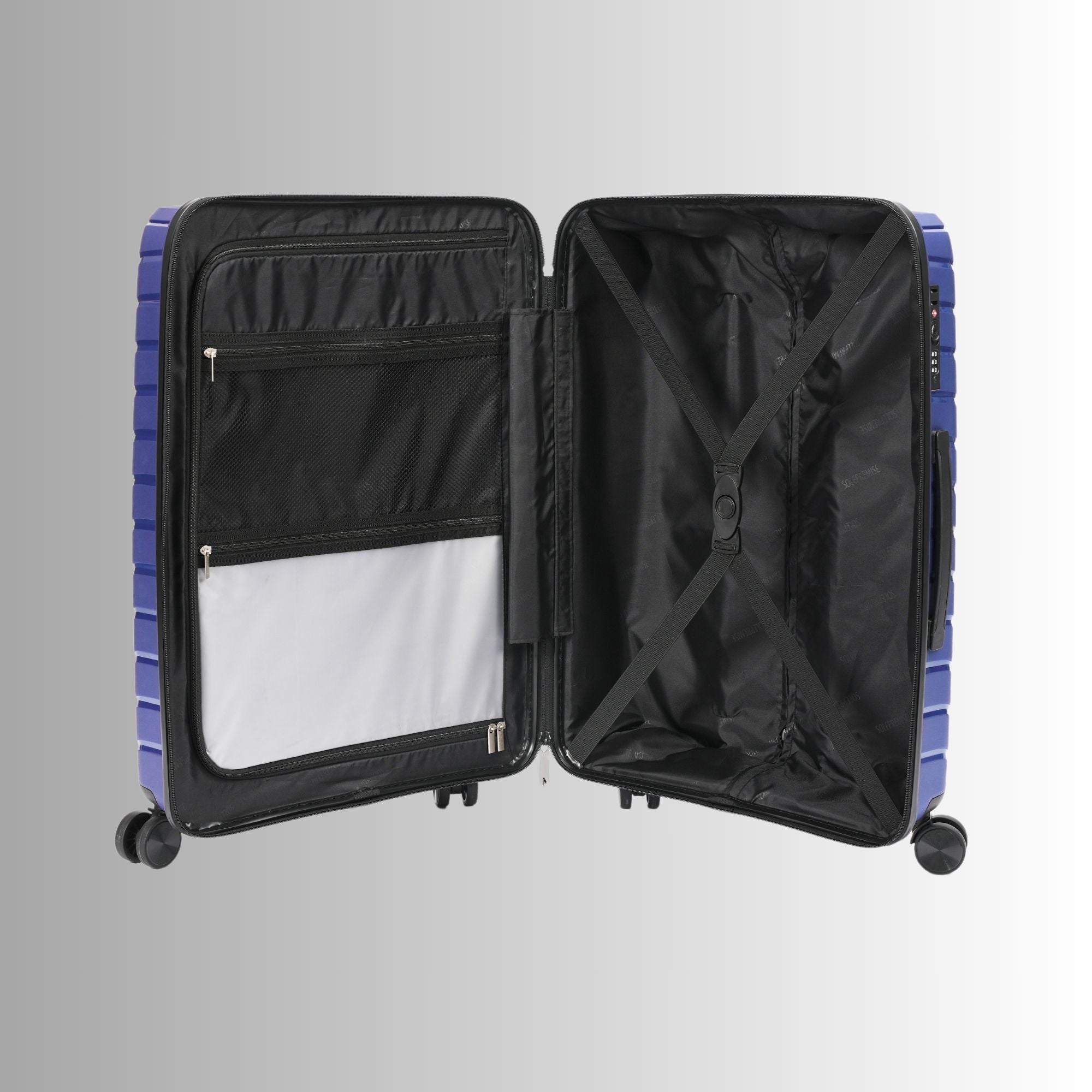 Durable Blue Hardcase Rolling Luggage Set (28