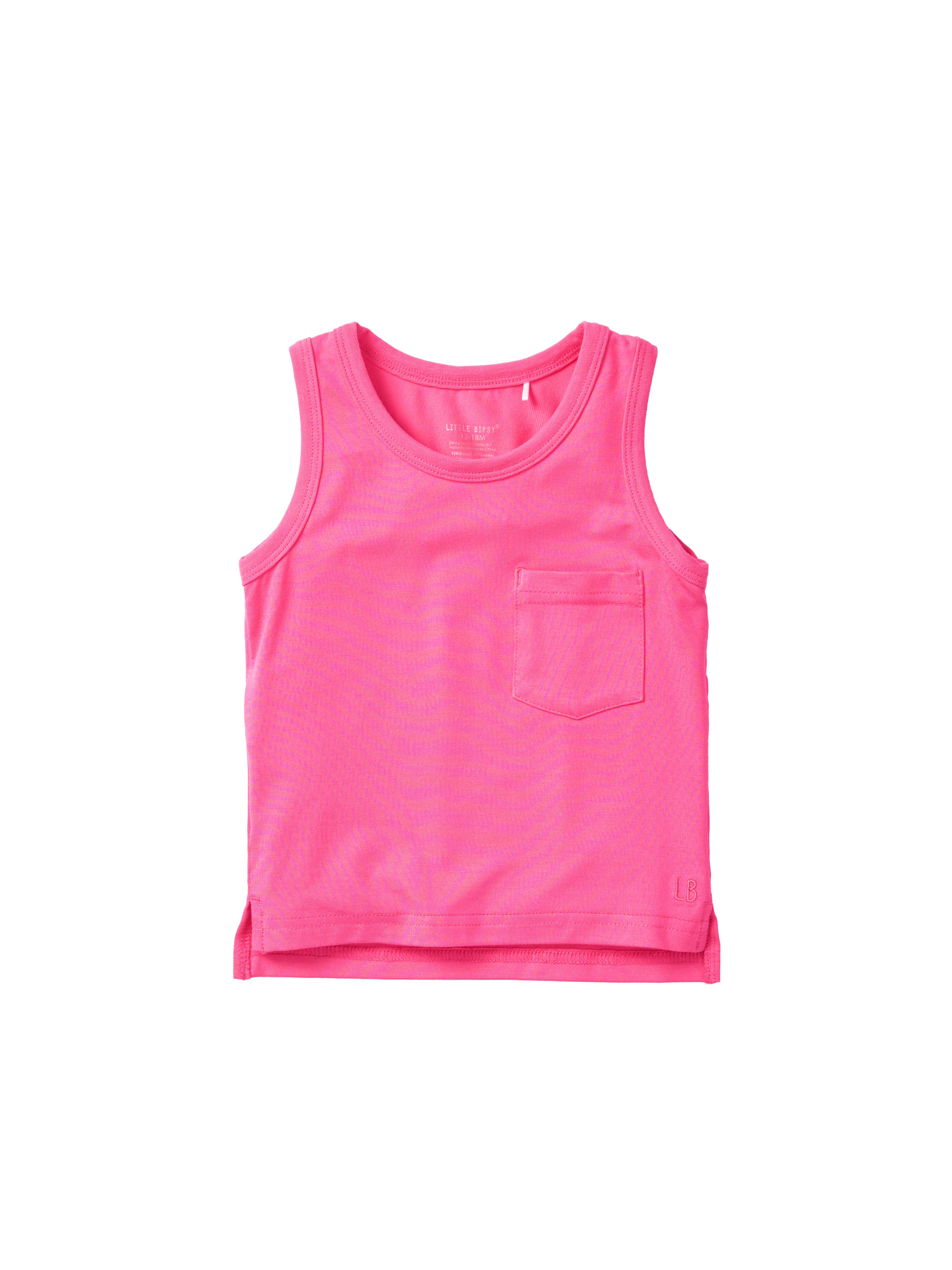 Neon Pink Bamboo Pocket Tank Top for Women - Soft Breathable Casual Wear for Summer, Gym, and Beach Outfits