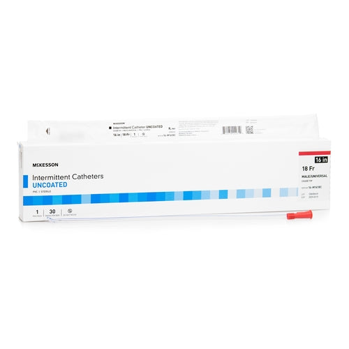 McKesson 16 Inch Uncoated Urethral Catheter Coude Tip - Sterile Medical Catheter for Men & Women - Available in Various Sizes (5/6/8/10/12/14/16/18/20/22/24 Fr) - Ideal for Hospital, Home Care & Urinary Drainage