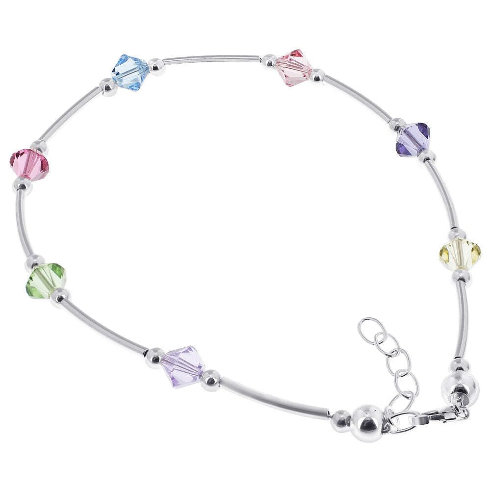 925 Silver Ankle Bracelet with Austrian Crystals | Elegant Anklet for Women