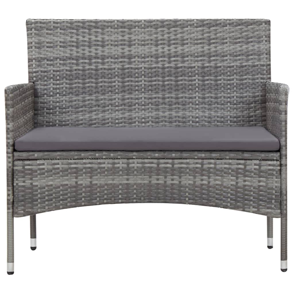 5-Piece Gray Poly Rattan Patio Furniture Set with Cushions & Coffee Table - Outdoor Sectional Sofa Conversation Set for Garden, Backyard, and Poolside Relaxation