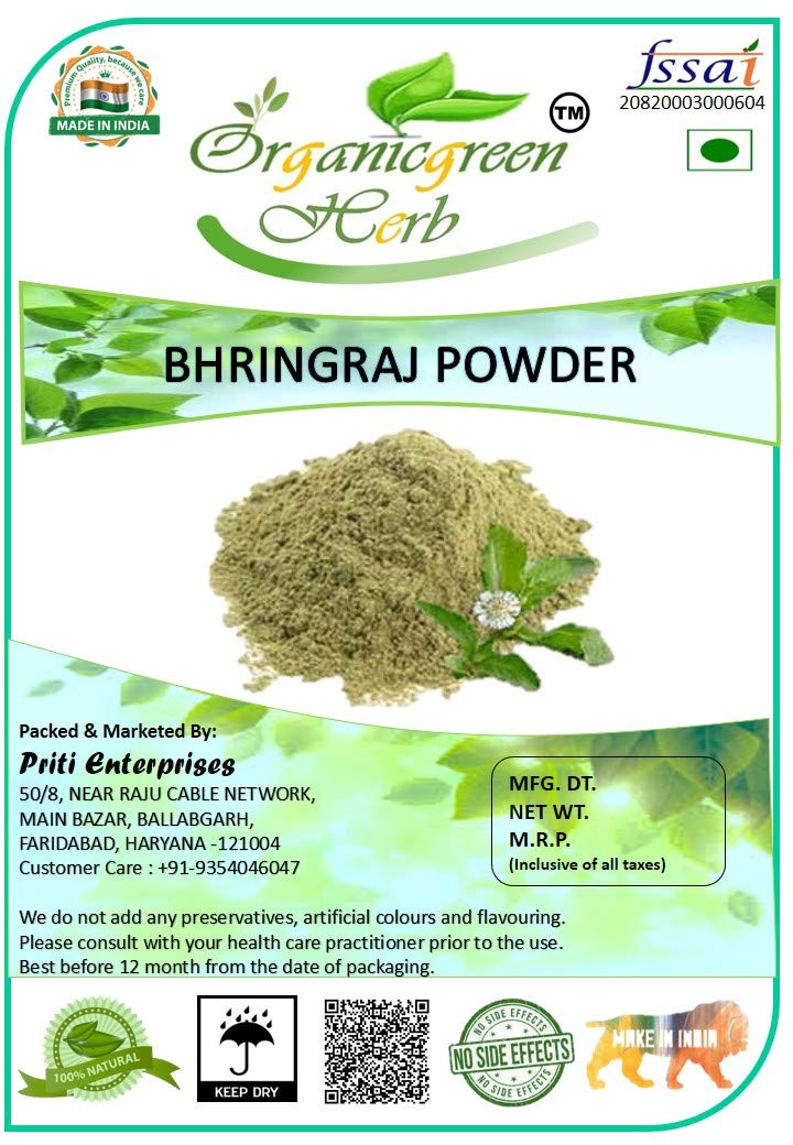 Organic Bhringraj Powder 100g - Pure & Natural Ayurvedic Hair Growth & Scalp Treatment - Promotes Healthy Hair, Reduces Hair Fall & Dandruff - Perfect for DIY Hair Masks & Ayurvedic Remedies