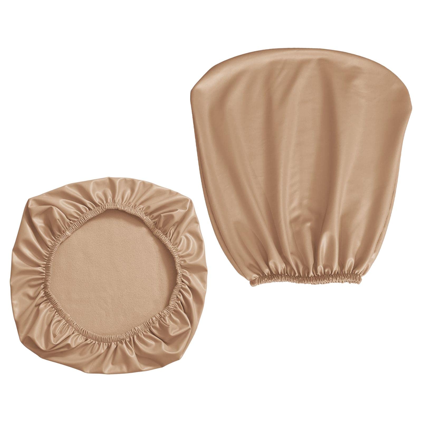 Premium PU Leather Office Chair Cover - Elastic, Dustproof, Non-Slip Rotating Stool Slipcover for Home & Office (Khaki) | Perfect for Ceremonies, Meetings & Workspaces